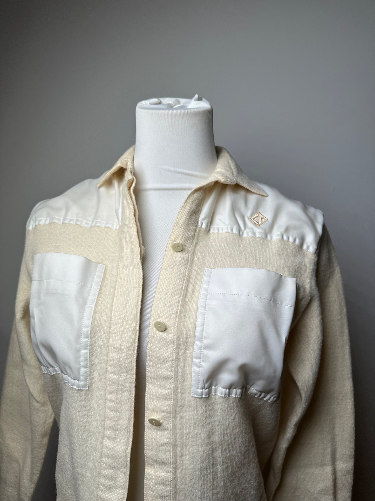 Vintage Dior Wool Satin Shirt Jacket Cream Ivory
