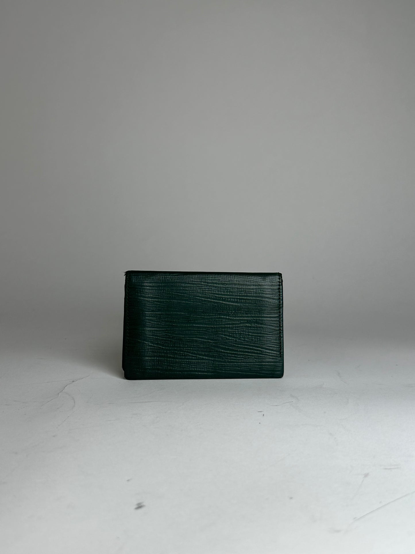 Vintage Gianni Versace Riffeld Leather Card Holder Dark Green