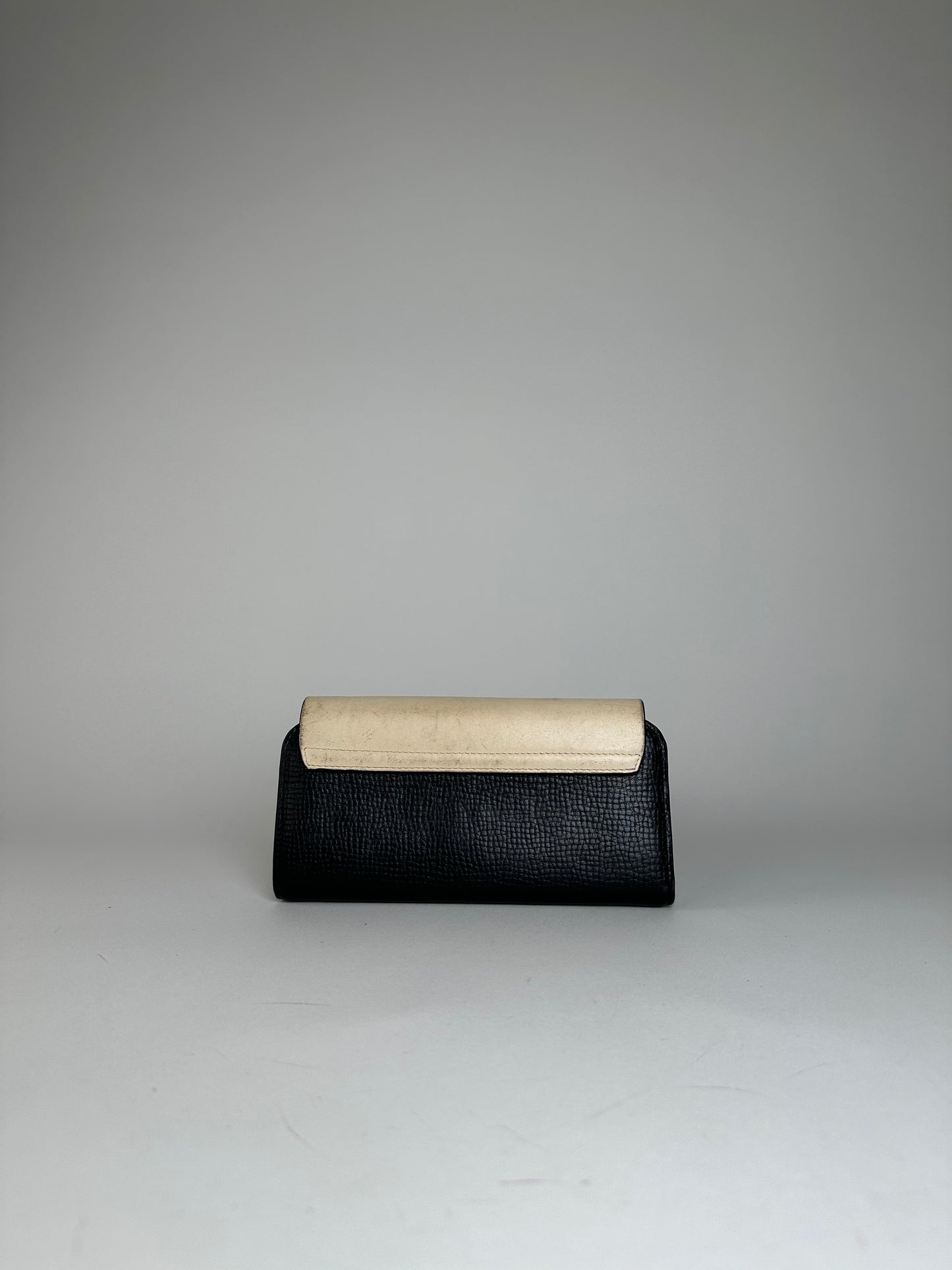 Vintage Chloe Snake Emblossed Leather Wallet Black Beige
