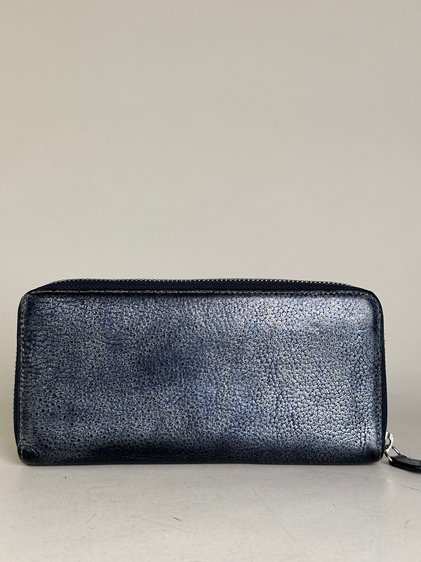 Vintage Vivienne Westwood Leather Long Wallet Navy Silver