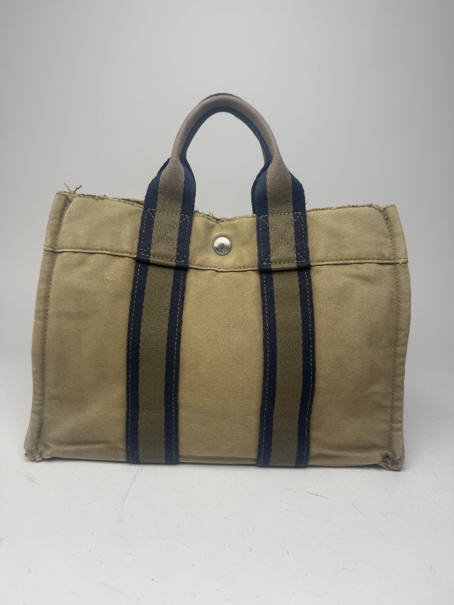 Vintage Hermes Mini Tote Bag green navy