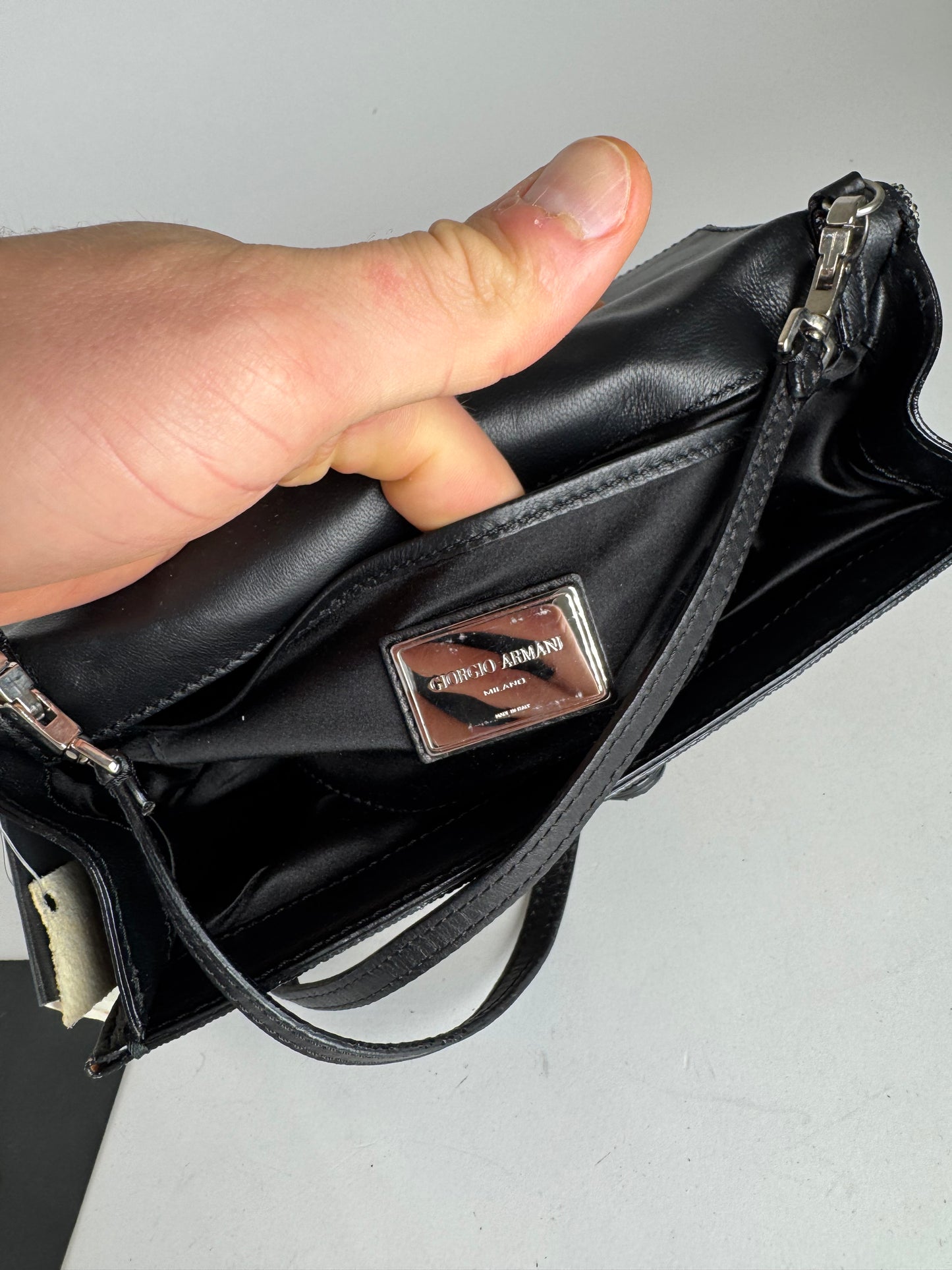 Vintage Giorgio Armani Leather Bag Black Yellow