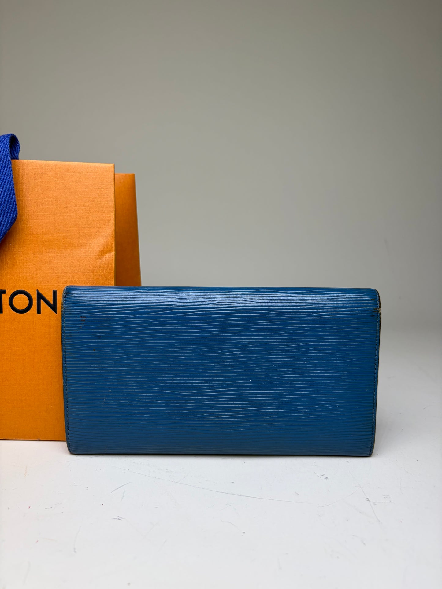 Vintage Louis Vuitton Epi Leather Wallet Cobalt Blue Gold