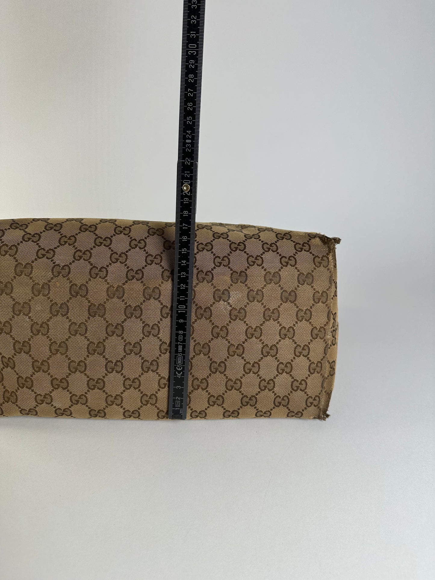 Vintage Gucci GG Supreme Tote Bag Beige Brown Black Hardware