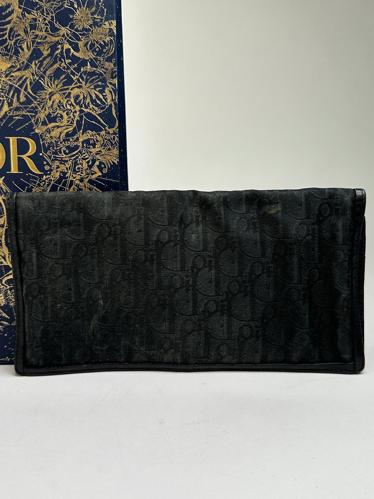 Vintage Dior Oblique Canvas Bifold Wallet Late 1980s Black