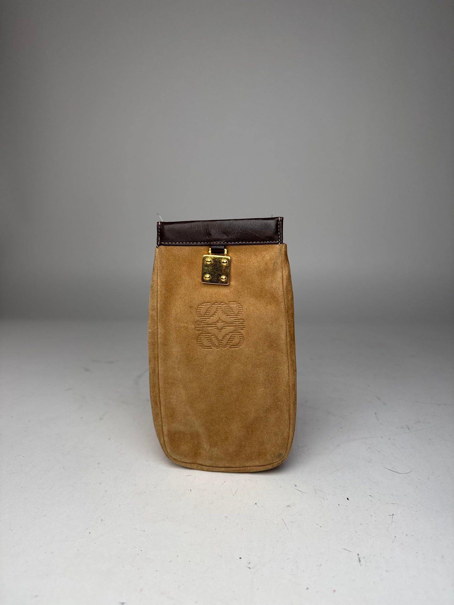 Vintage Loewe Suede Leather Pouch Brown