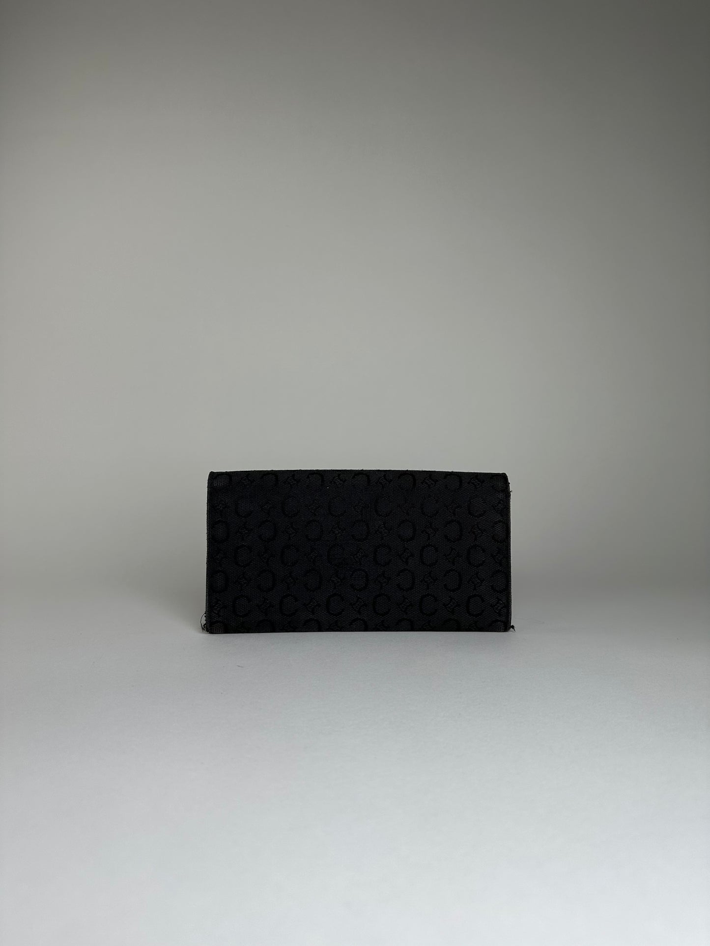 Vintage Celine CC Monogram Fabric Wallet Black Gold