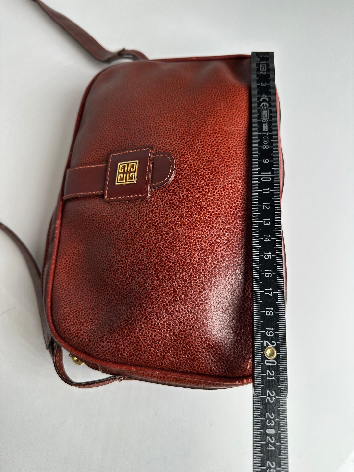 Vintage Givenchy Snake Emblossed Leather Crossbody Bag Brown