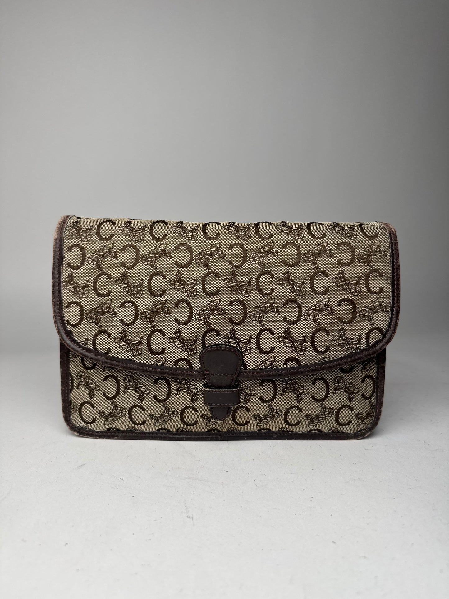 Vintage Celine Macadam Monogram Clutch brown