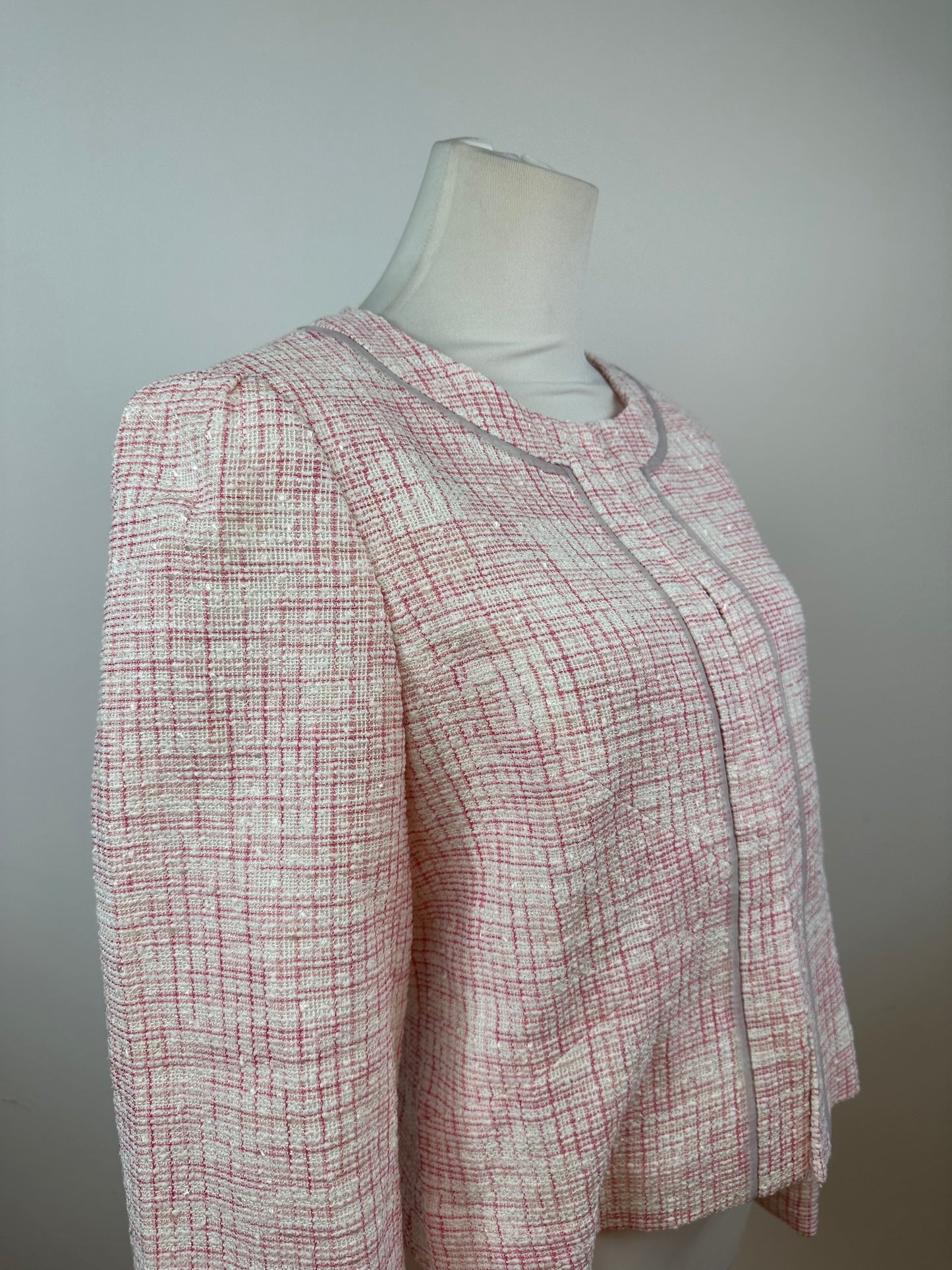 Vintage Courreges Checked Short Coat Pink White L