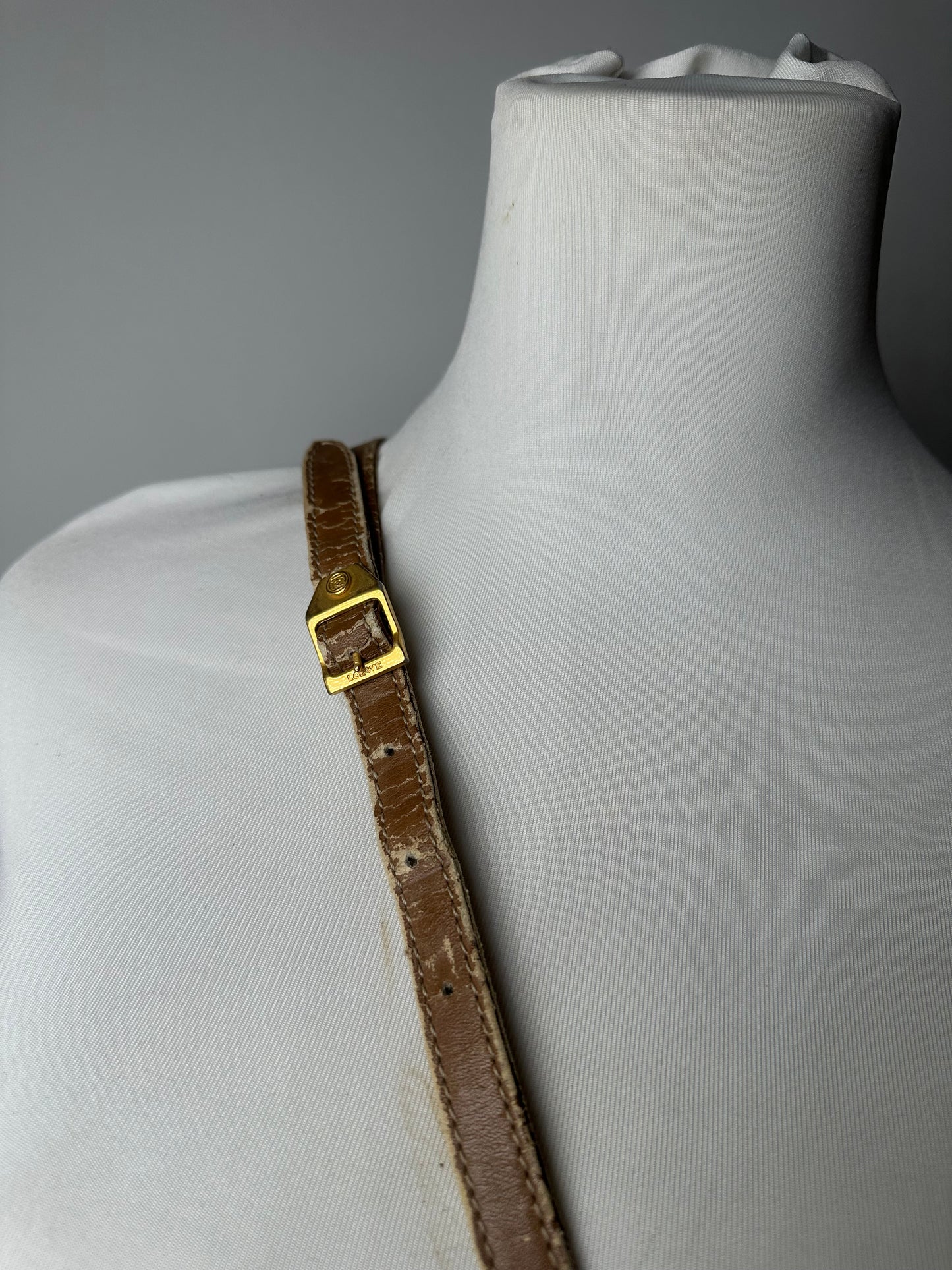 Vintage Loewe Madrid Leather Monogram Bag Camel Brown