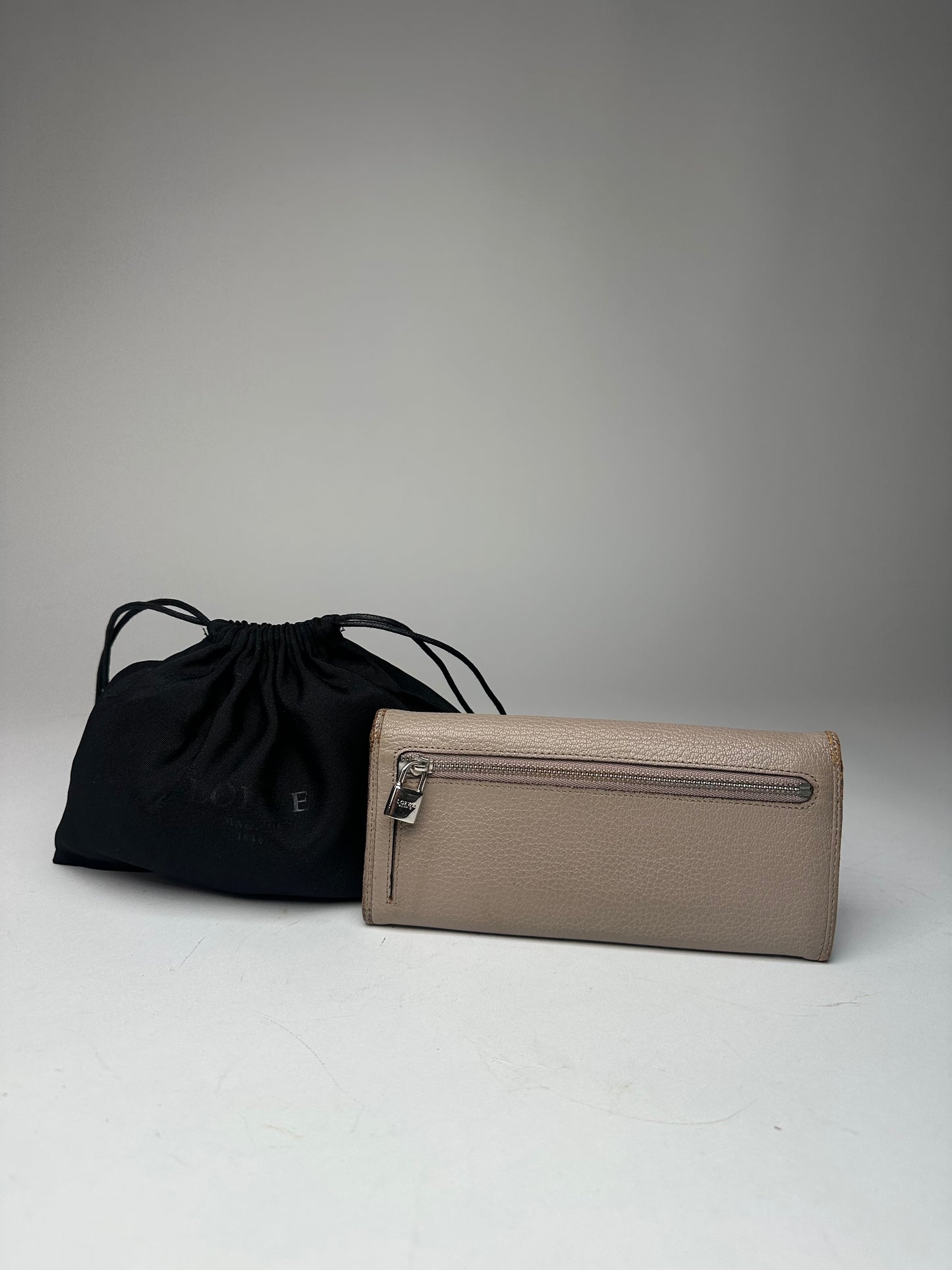 Vintage Loewe Leather Long Wallet Beige