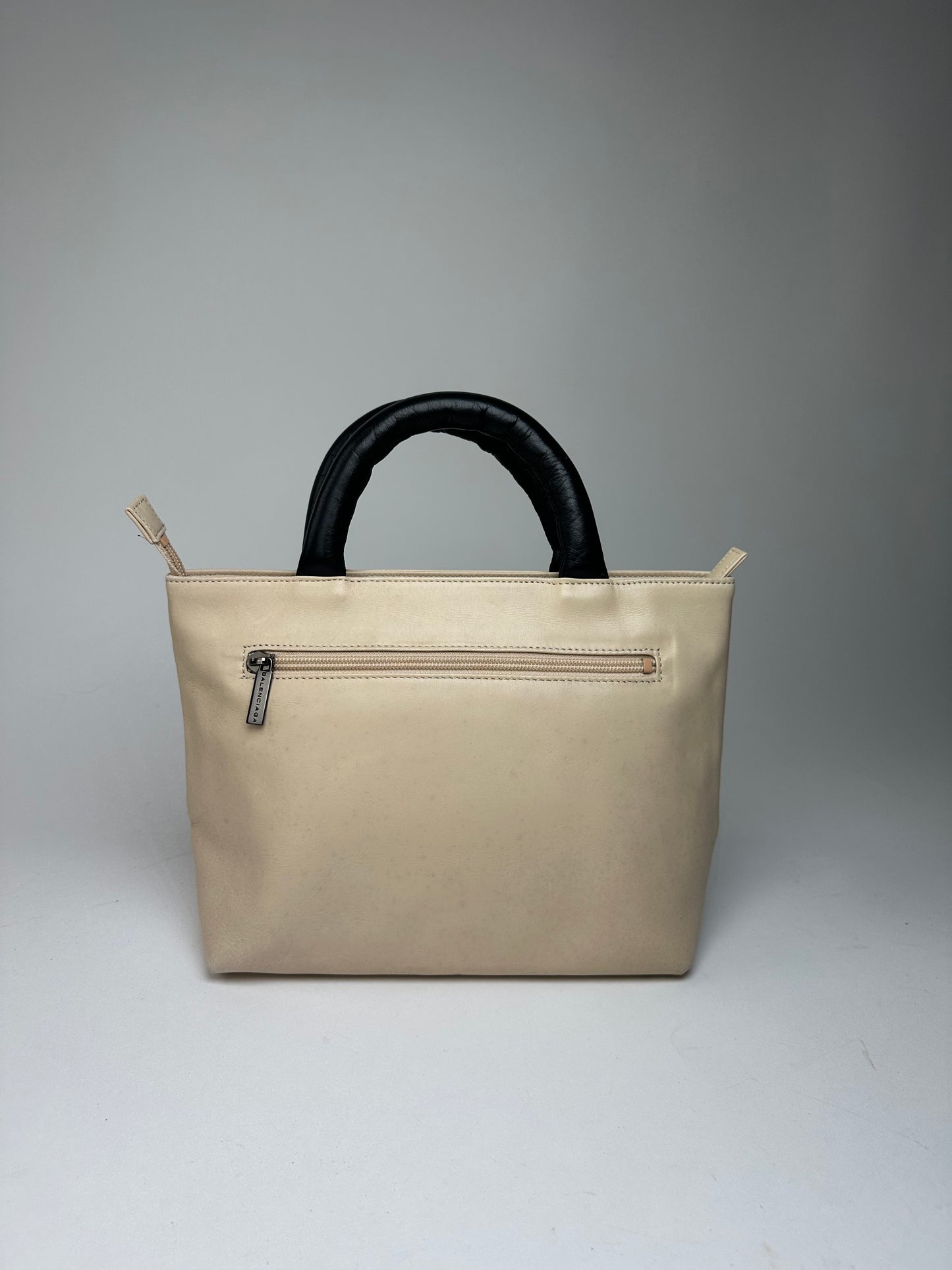 Vintage Balenciaga Leather Handbag Beige Black