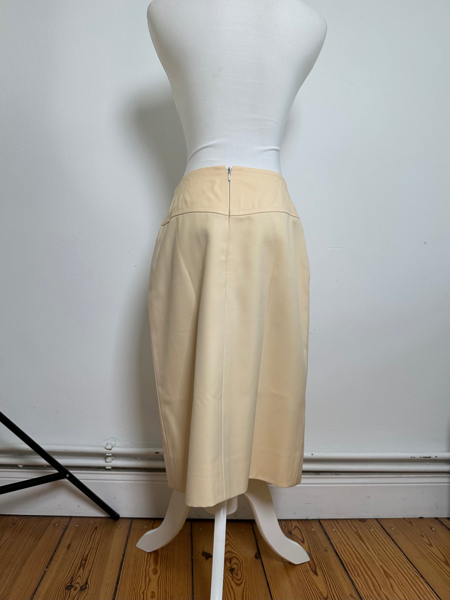 Vintage Celine Wool Skirt Cream Gold Chain M