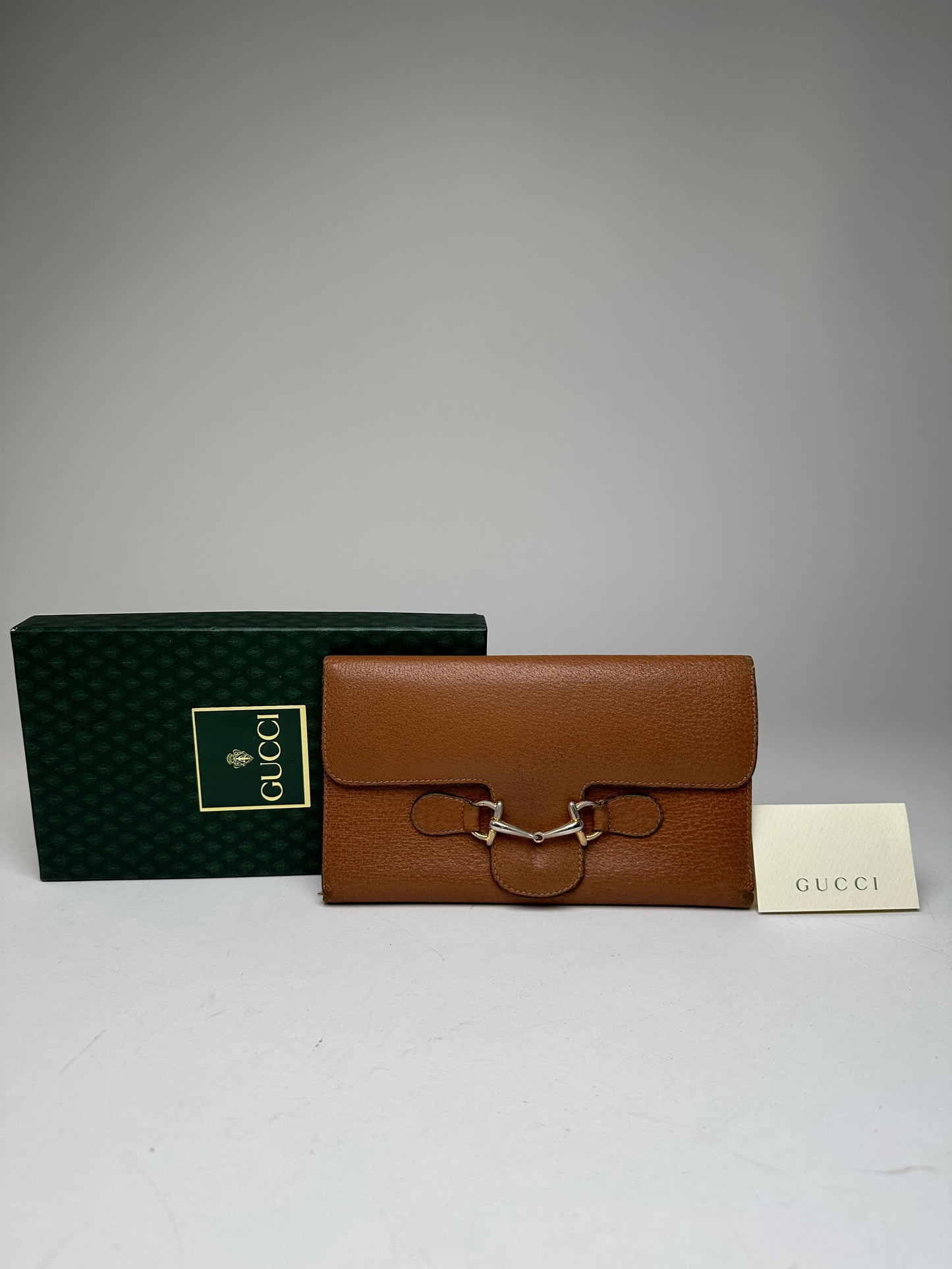 Vintage Gucci Horsebit Leather Long Wallet Brown