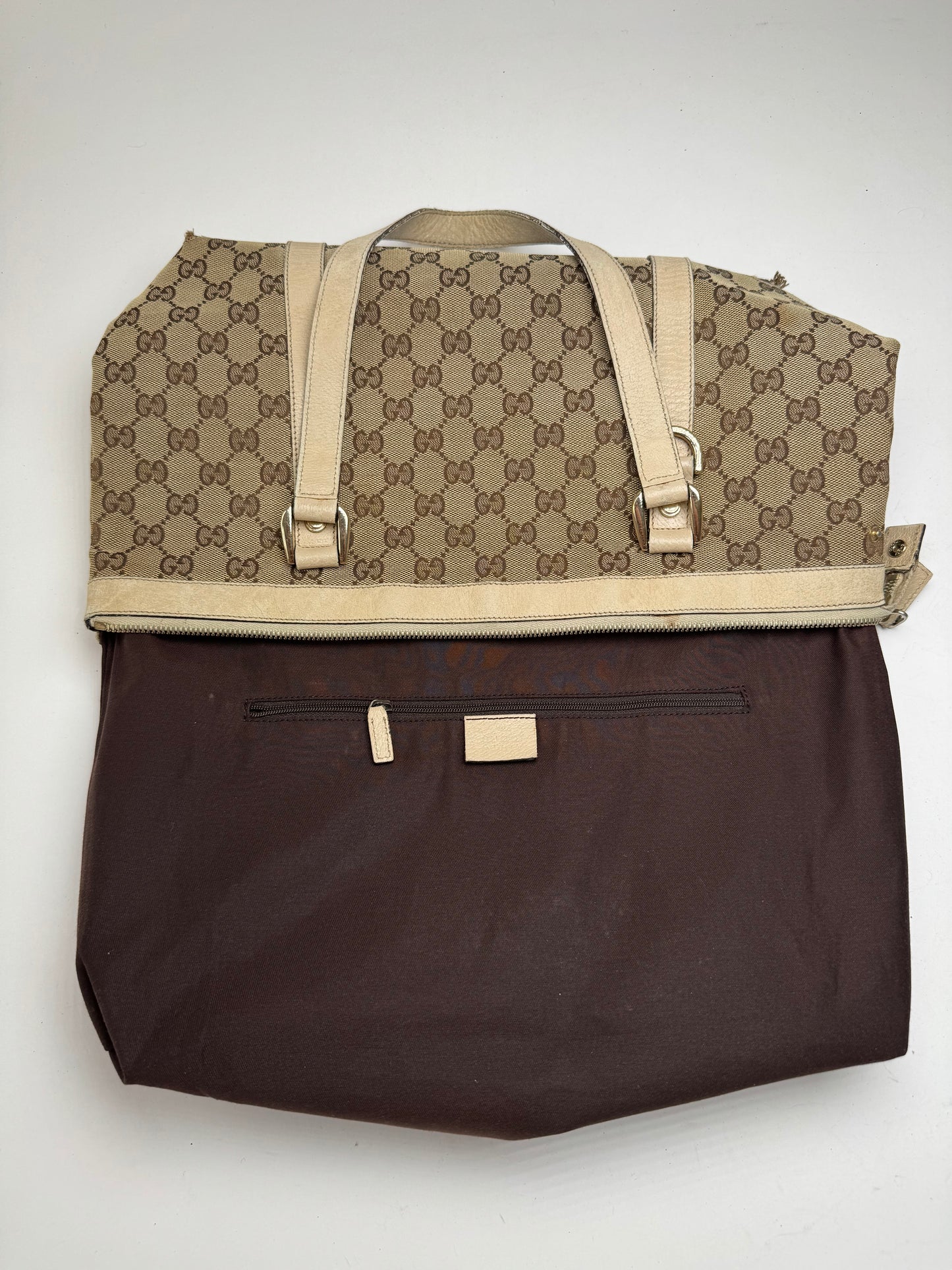 Vintage Gucci Monogram Dialux Bag beige White