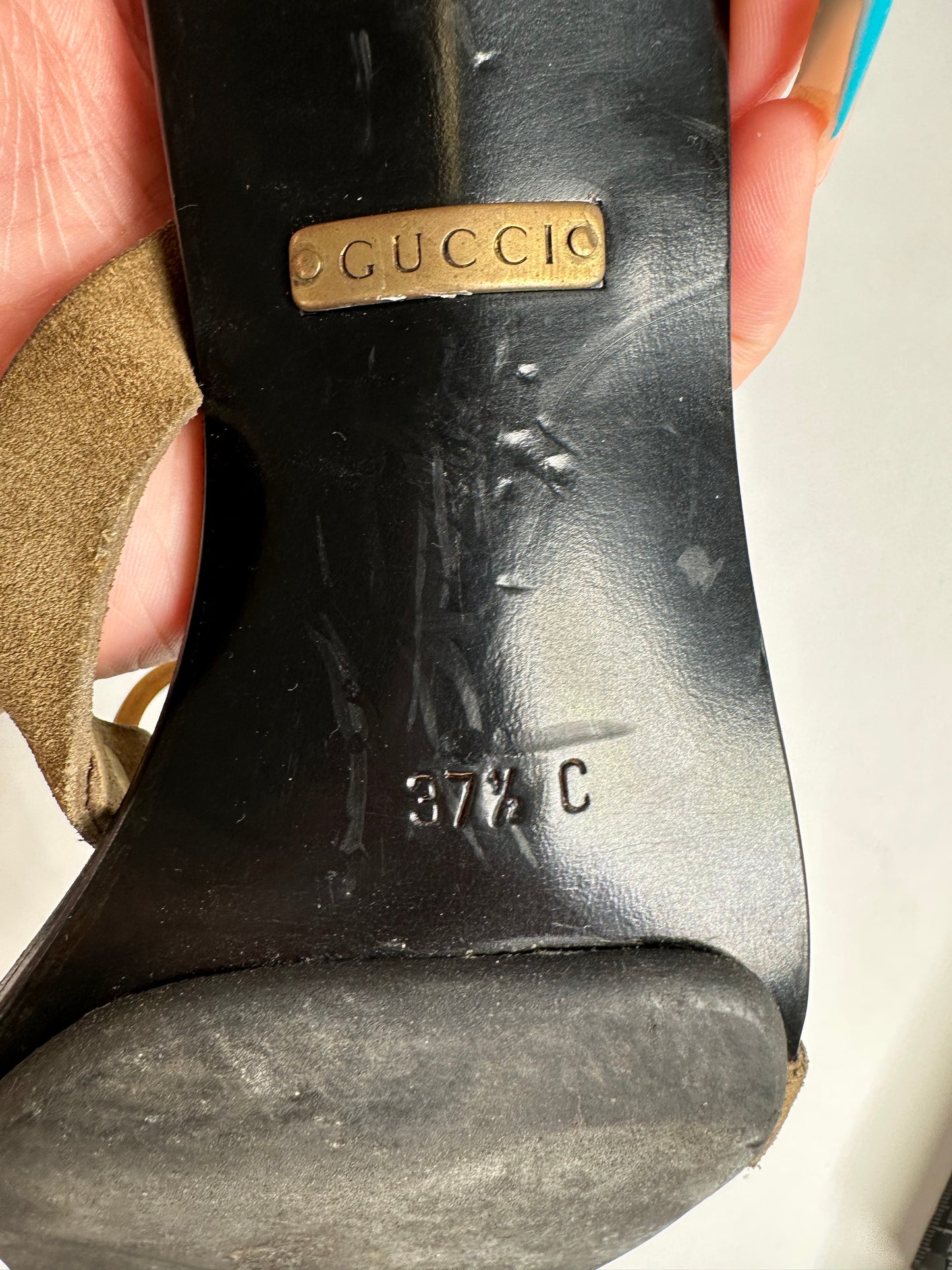 Vintage Gucci Suede Leather Stiletto Heels Brown Black EU37.5