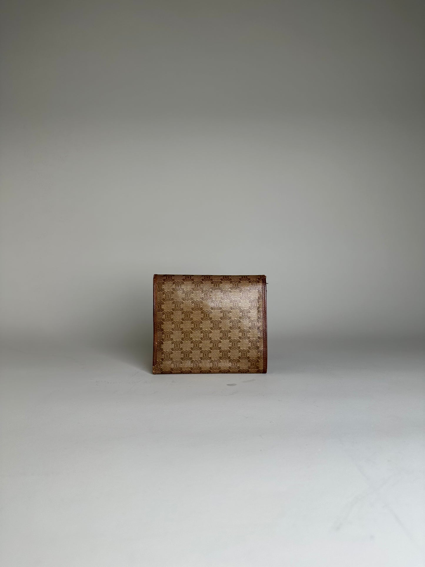 Vintage Celine Macadam Canvas Wallet Beige Brown