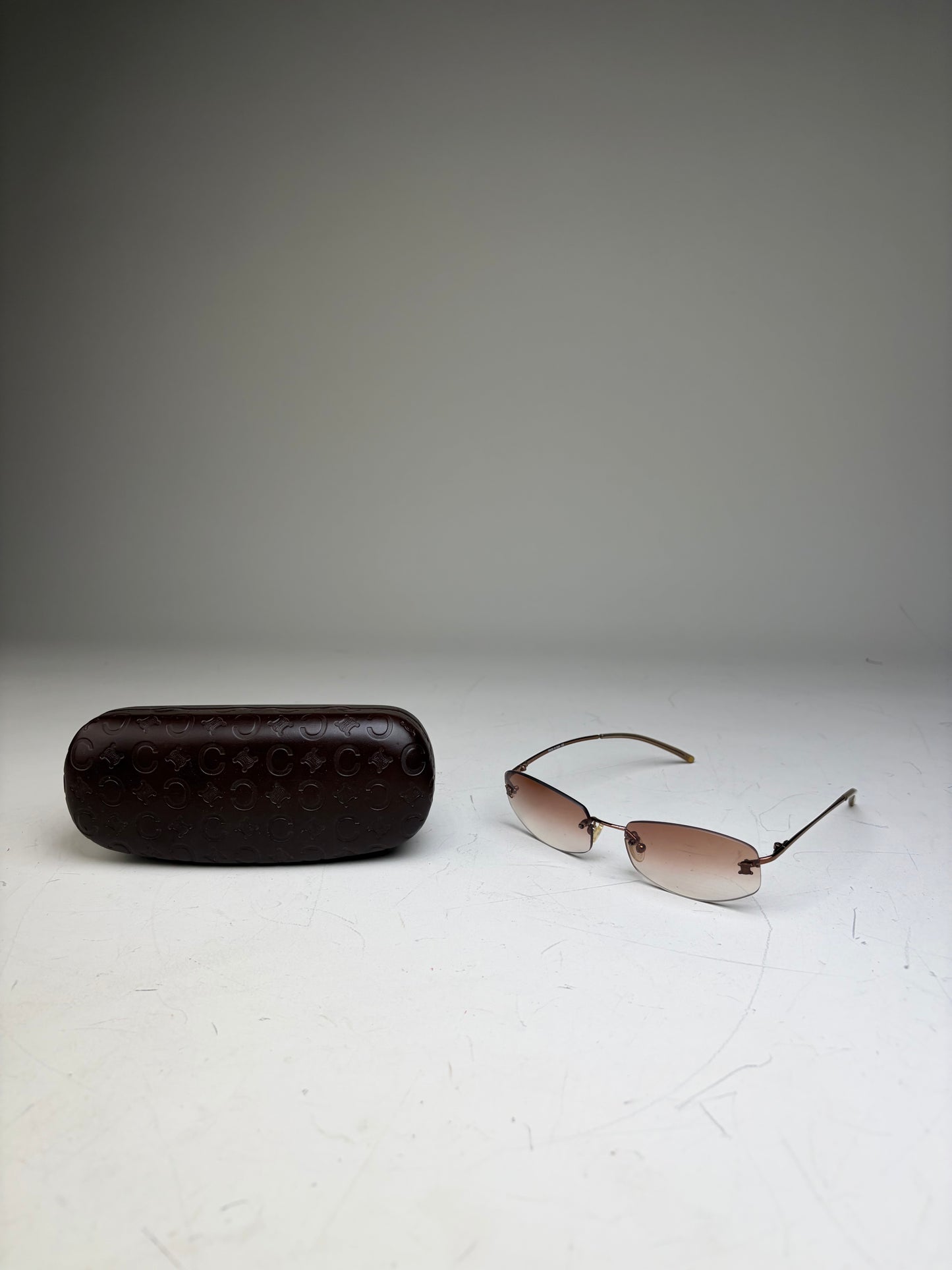 Vintage Celine Metal Sunglasses Brown Gradient Gold-Tone