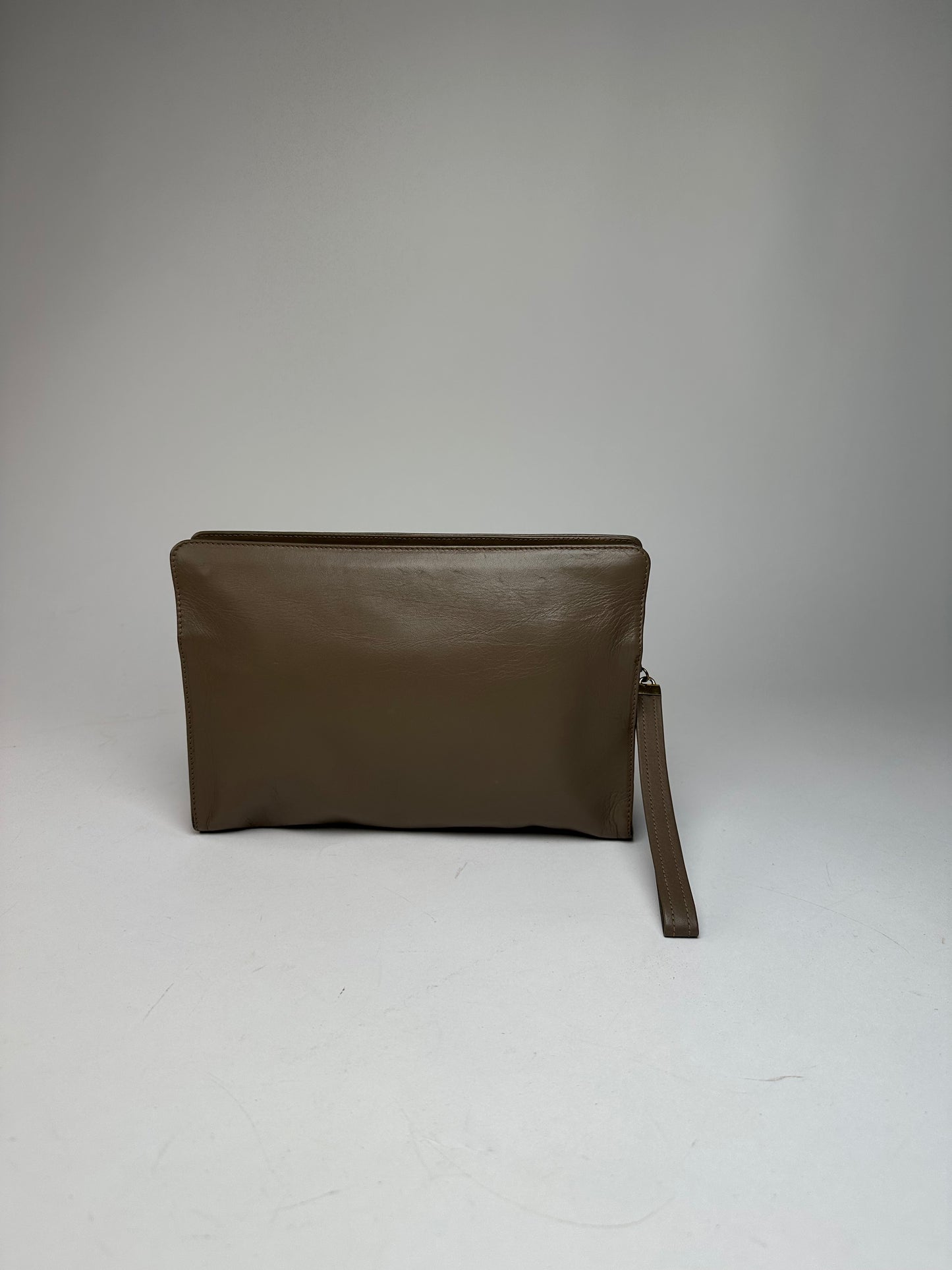 Vintage Givenchy Logo Leather Clutch Grey