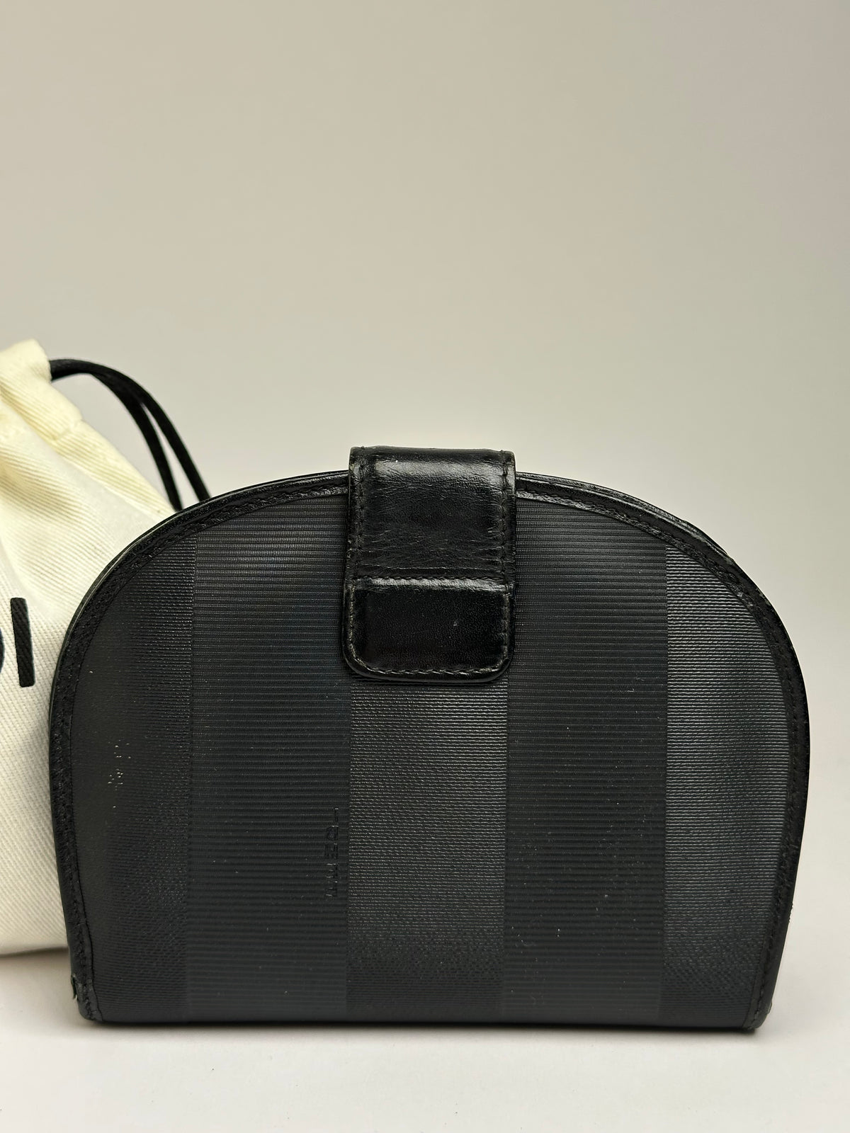 Vintage Fendi Pequin Stripe Cardholder Late 1980s–1990s Black