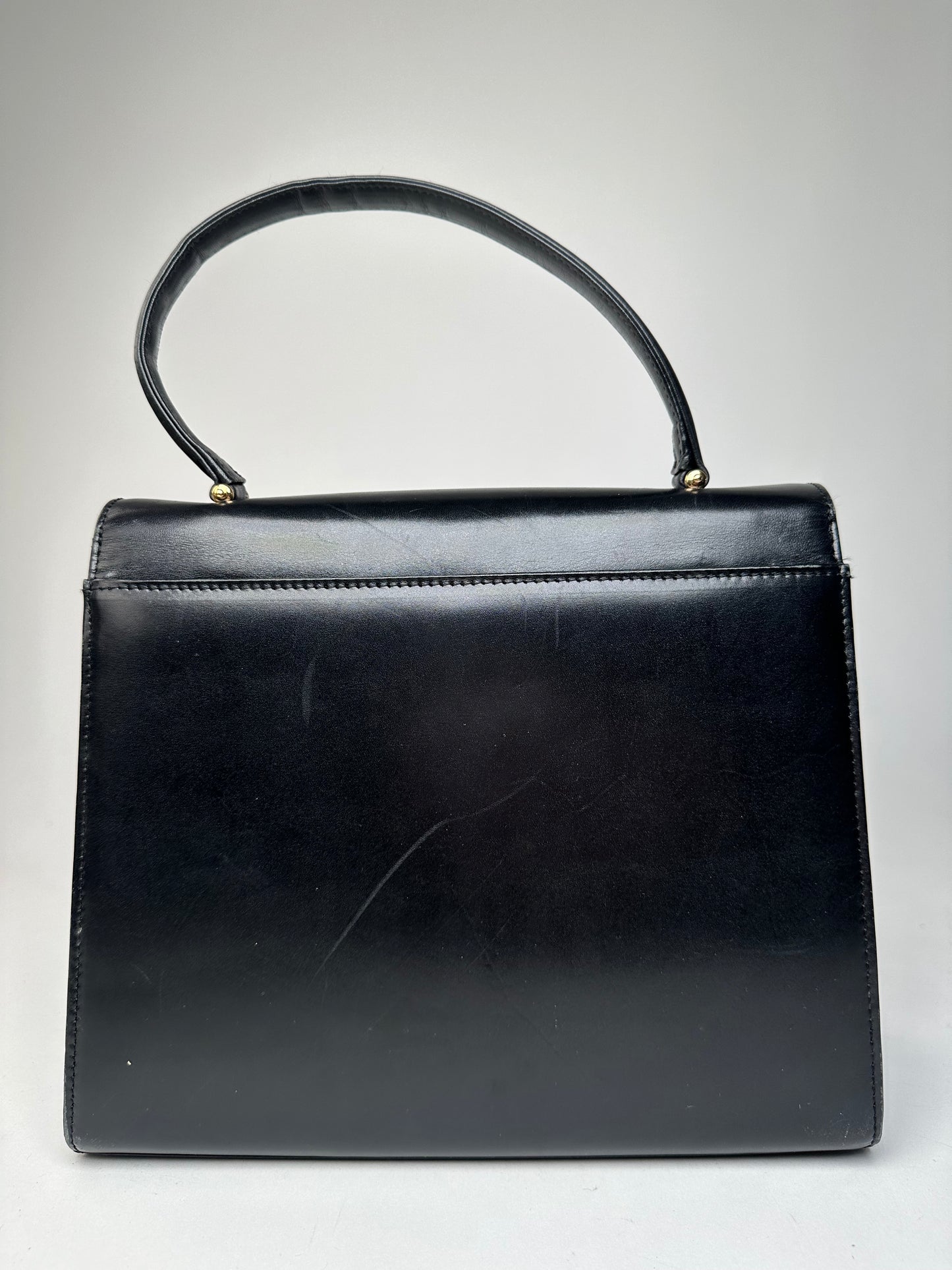Vintage Givenchy Leather Logo Handbag Black