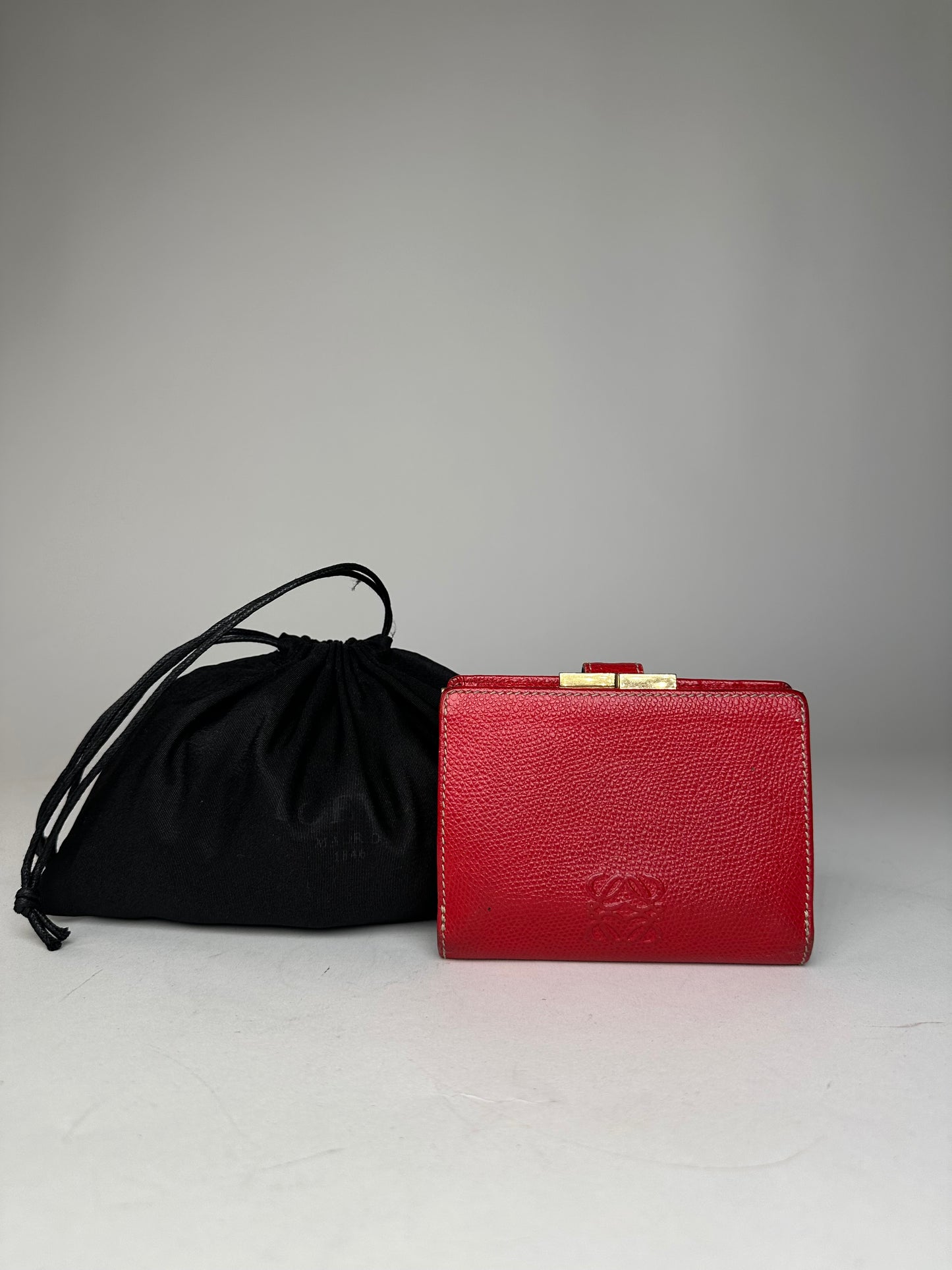 Vintage Loewe Madrid Logo Leather Wallet Red