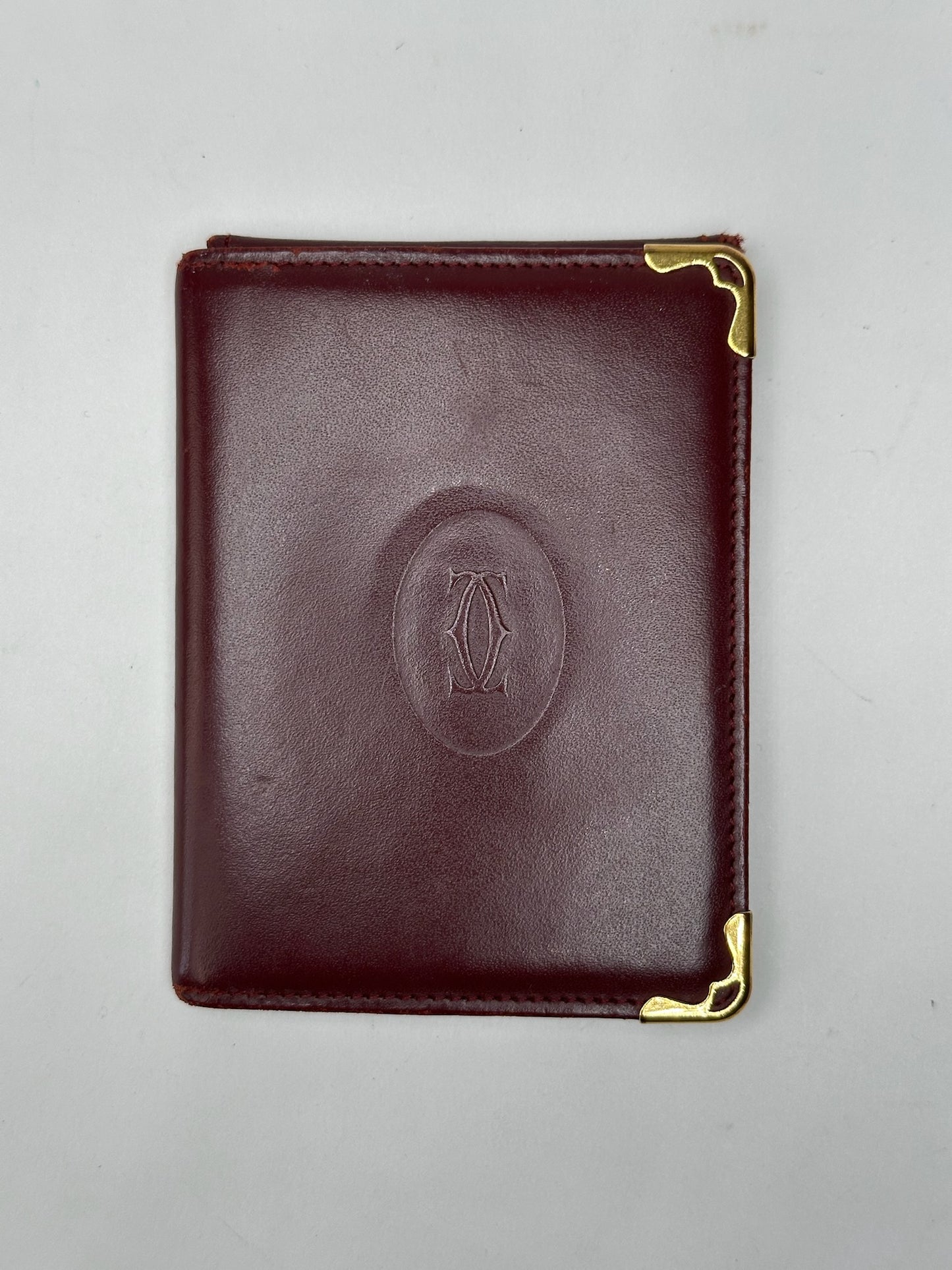 Vintage Cartier Leather Card Holder Burgundy