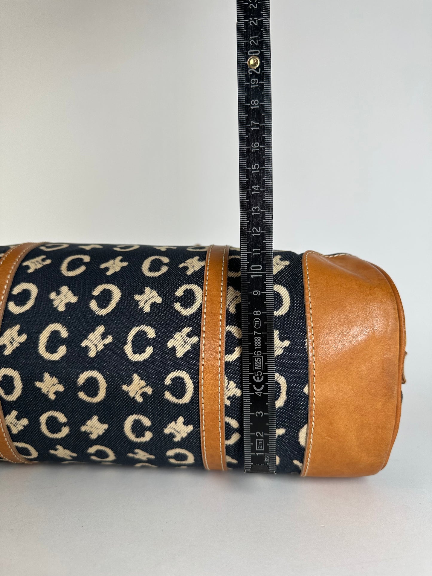 Vintage Celine Paris macadam Triomphe Monogram Brownling Bag Beige Black