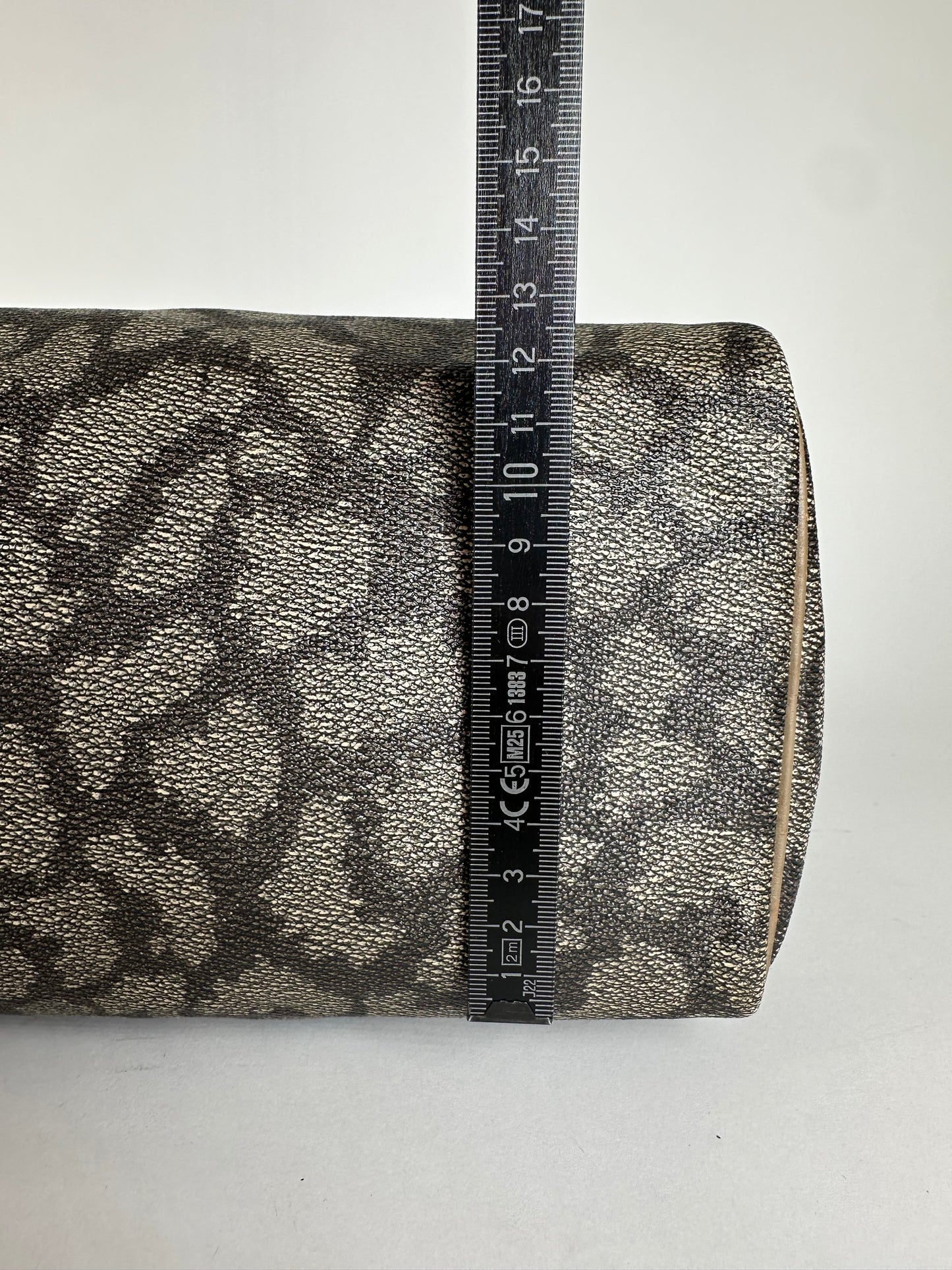 Vintage Yves Saint Laurent Stone Emblossed Leather Boston Bag Grey Black Brown