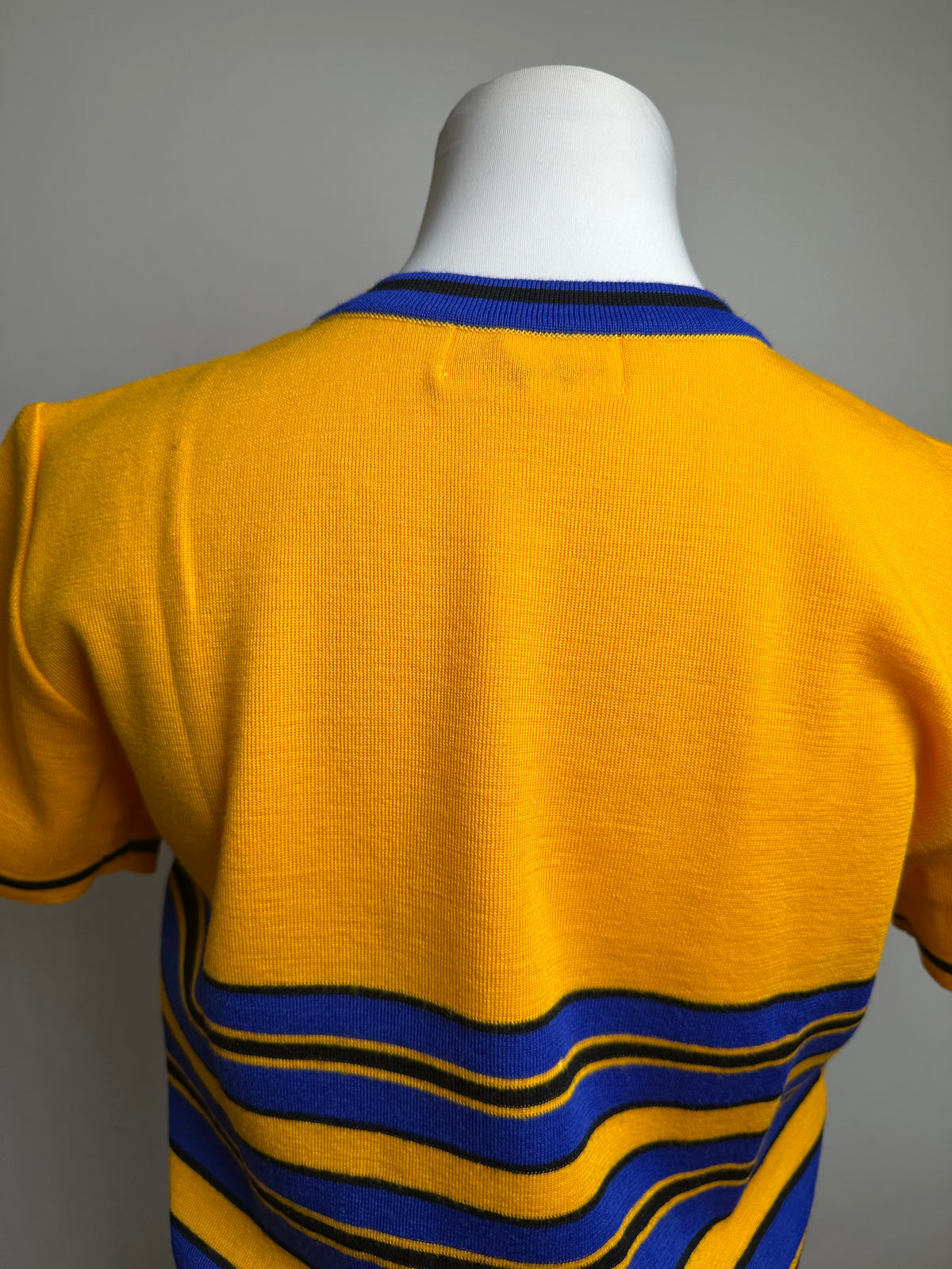 Vintage Yves Saint Laurent Knit Crop Top Yellow Blue Stripes M