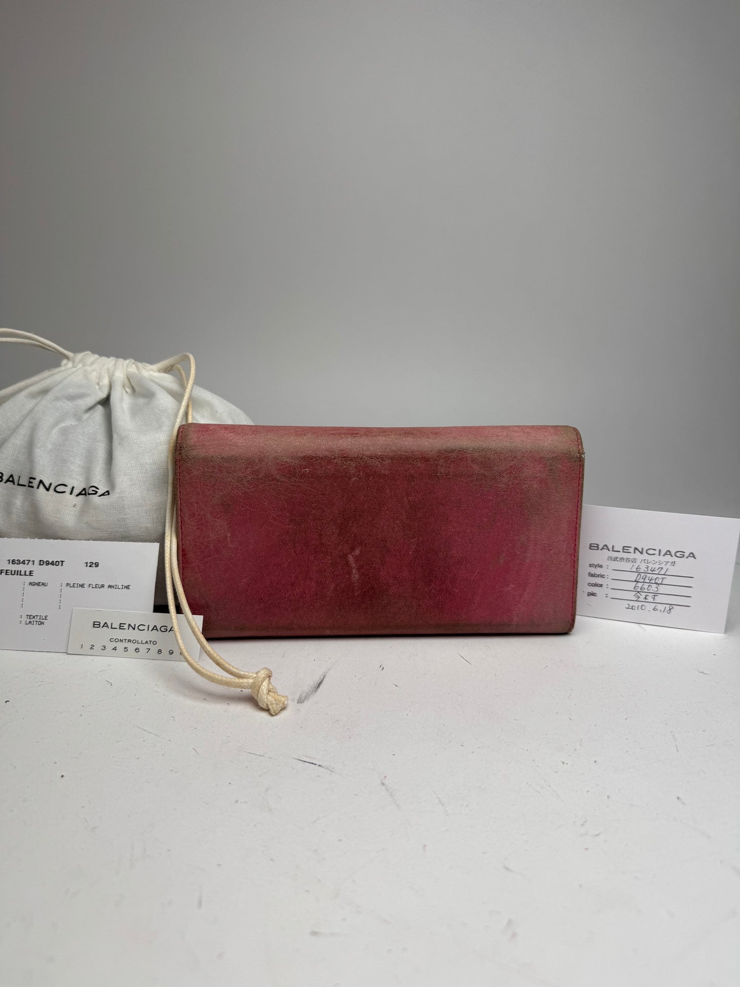 Vintage Balenciaga City Leather Wallet Pink