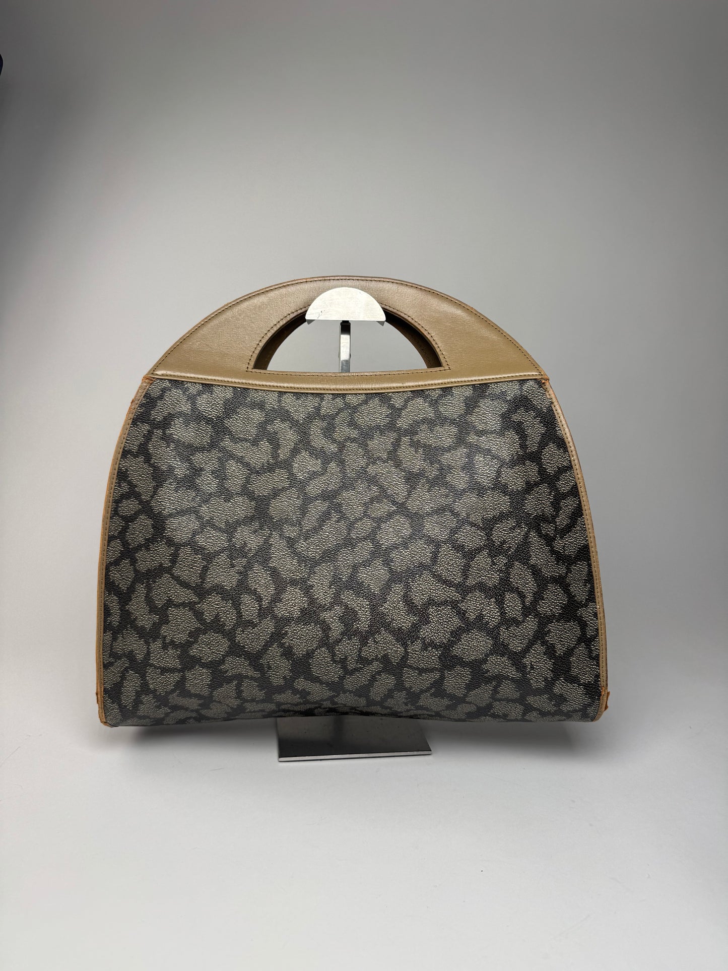 Vintage Yves Saint Laurent Leather Tote Bag Grey Brown Black