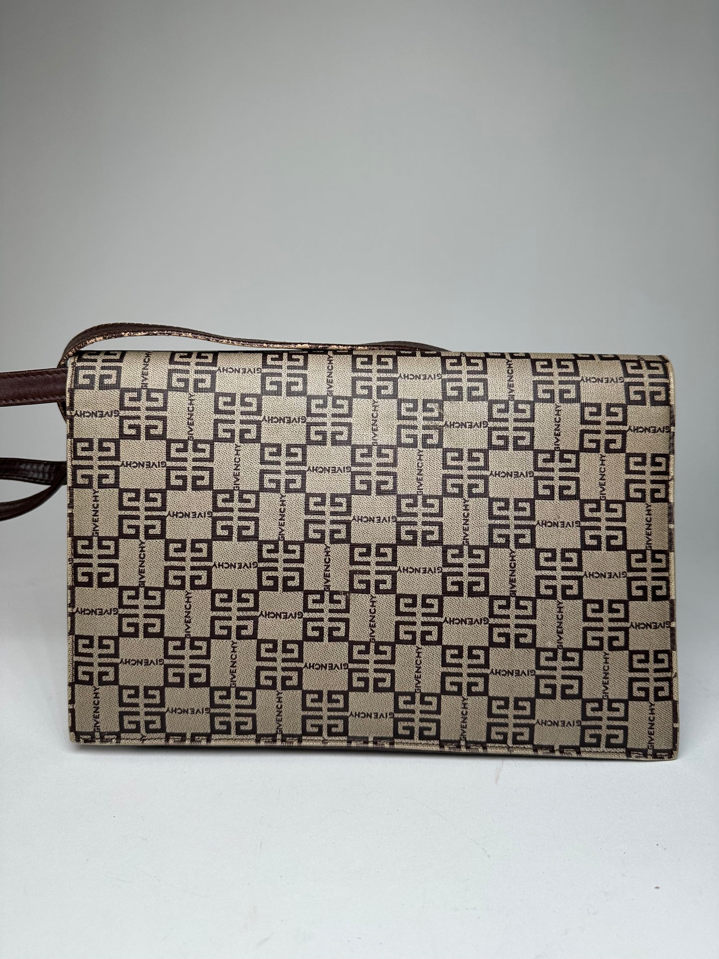 Vintage Givenchy Monogram Leather Multiway Vag Grey Brown