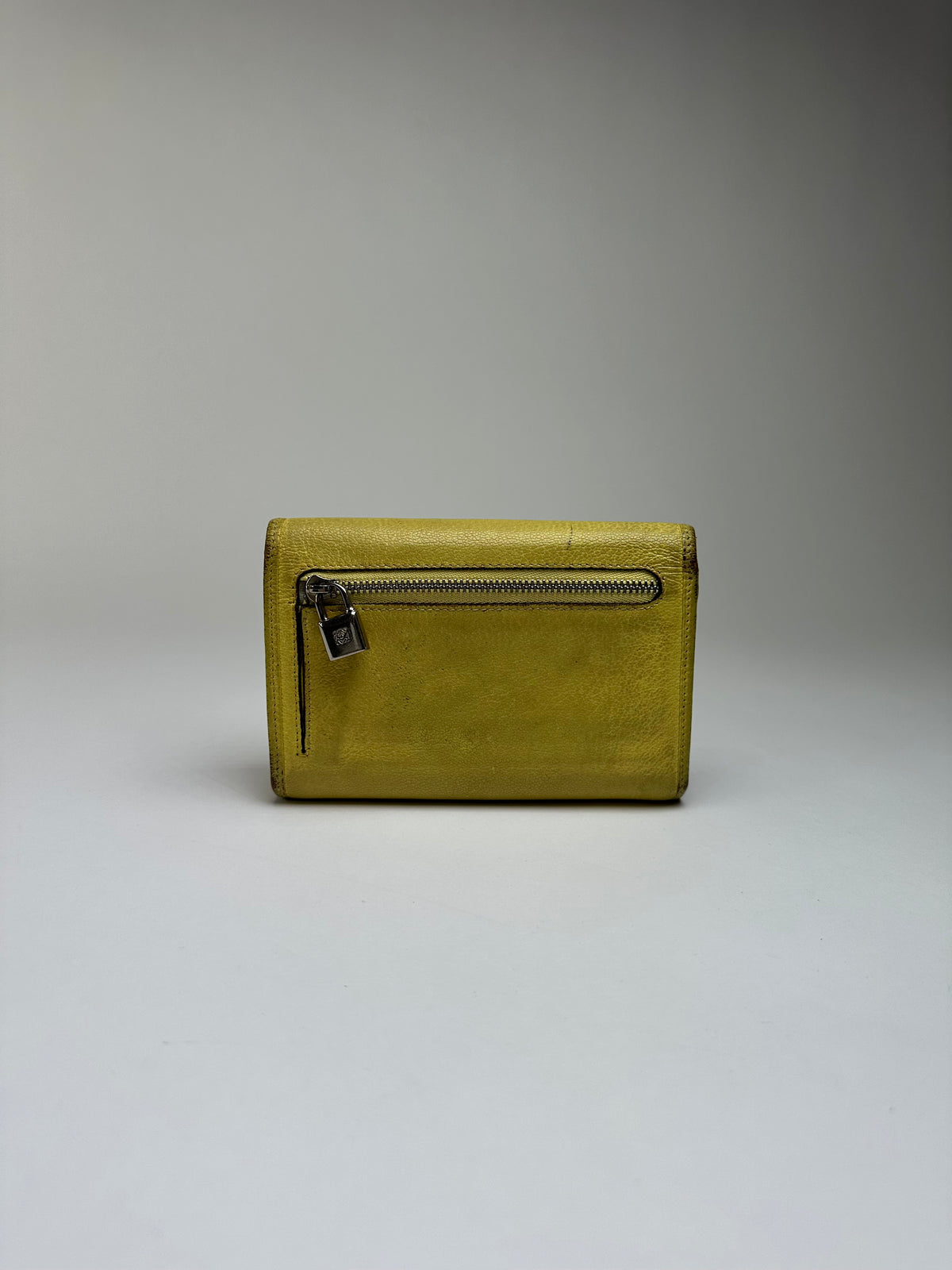 Vintage Loewe Grained Leather Bifold Wallet Late 1990s Yellow