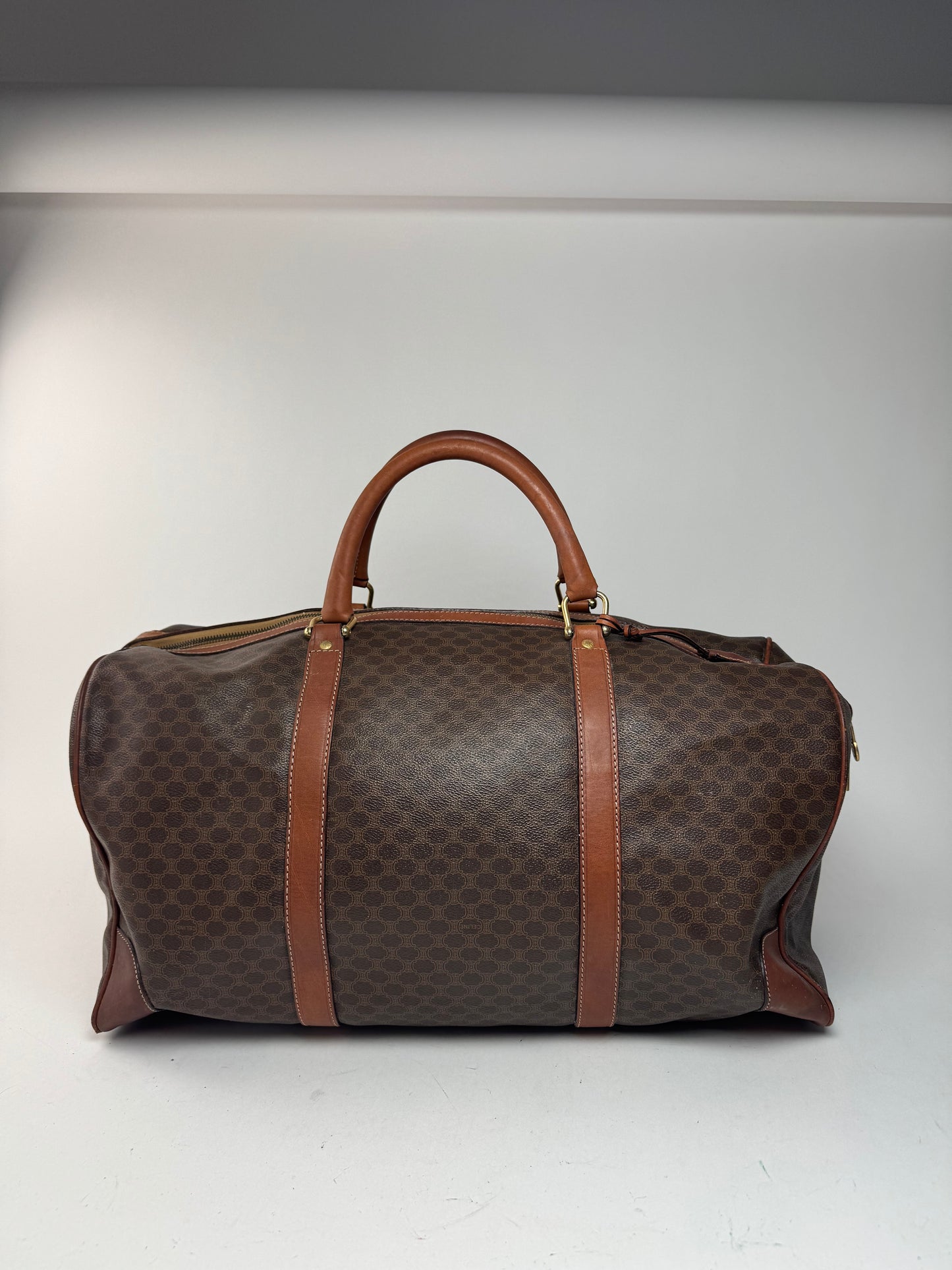 Sac Boston vintage en cuir Celine Paris Triomphe monogramme marron