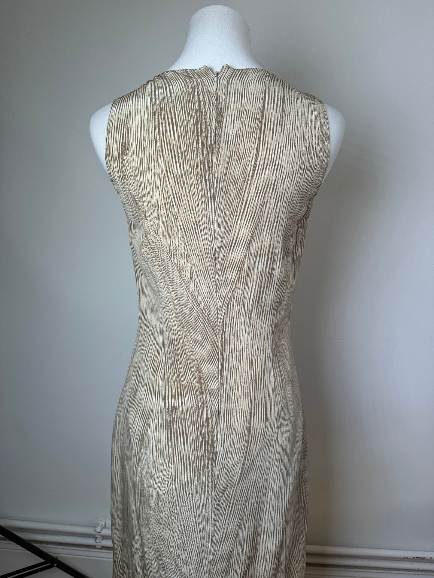 Vintage Etro Pleated Silk Blend Dress Beige Cream M
