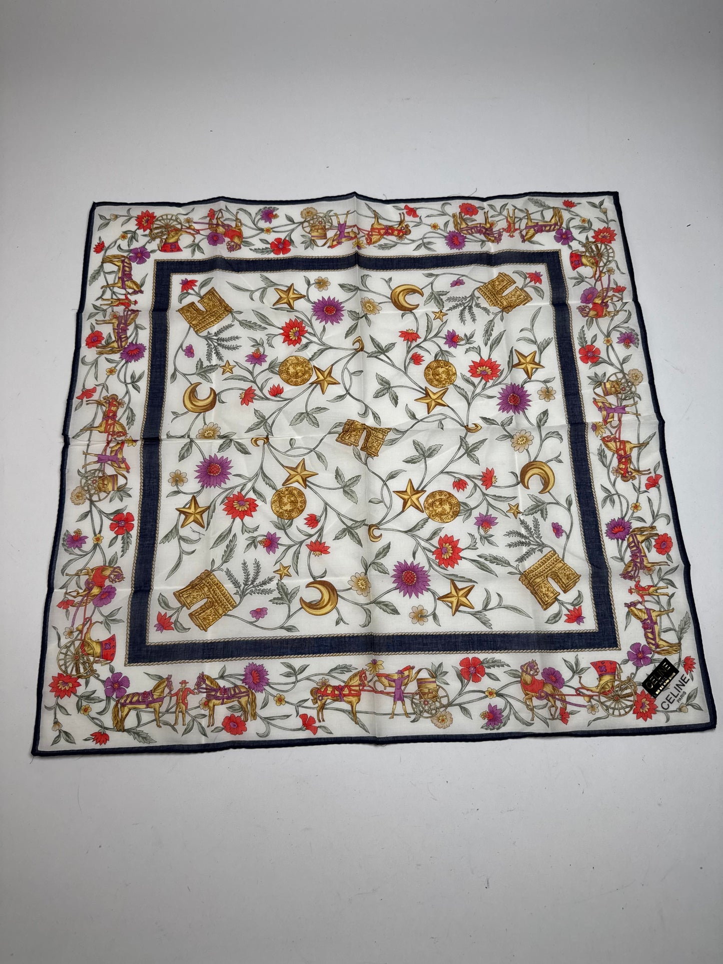 Vintage Celine Paris Silk Cloth floral