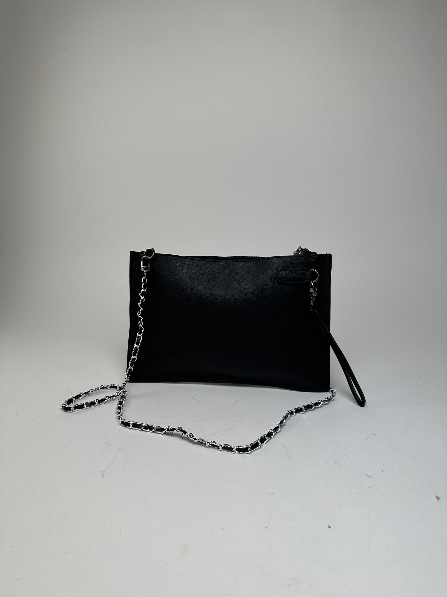 Vintage Givenchy Coated Canvas Clutch Bag Black White