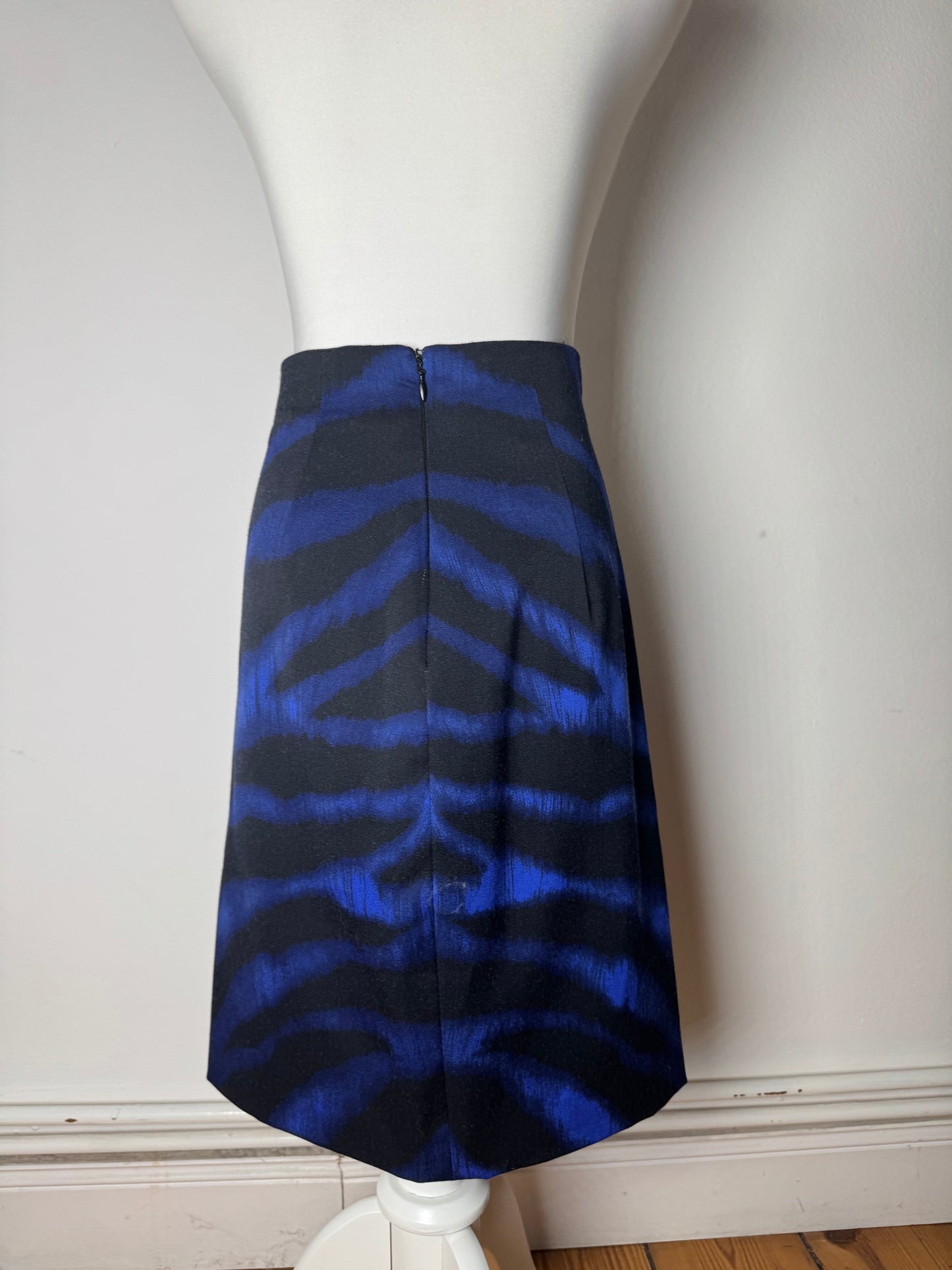 Vintage Gianni Versace Leopard Lana Wool Skirt Black Blue 38/M