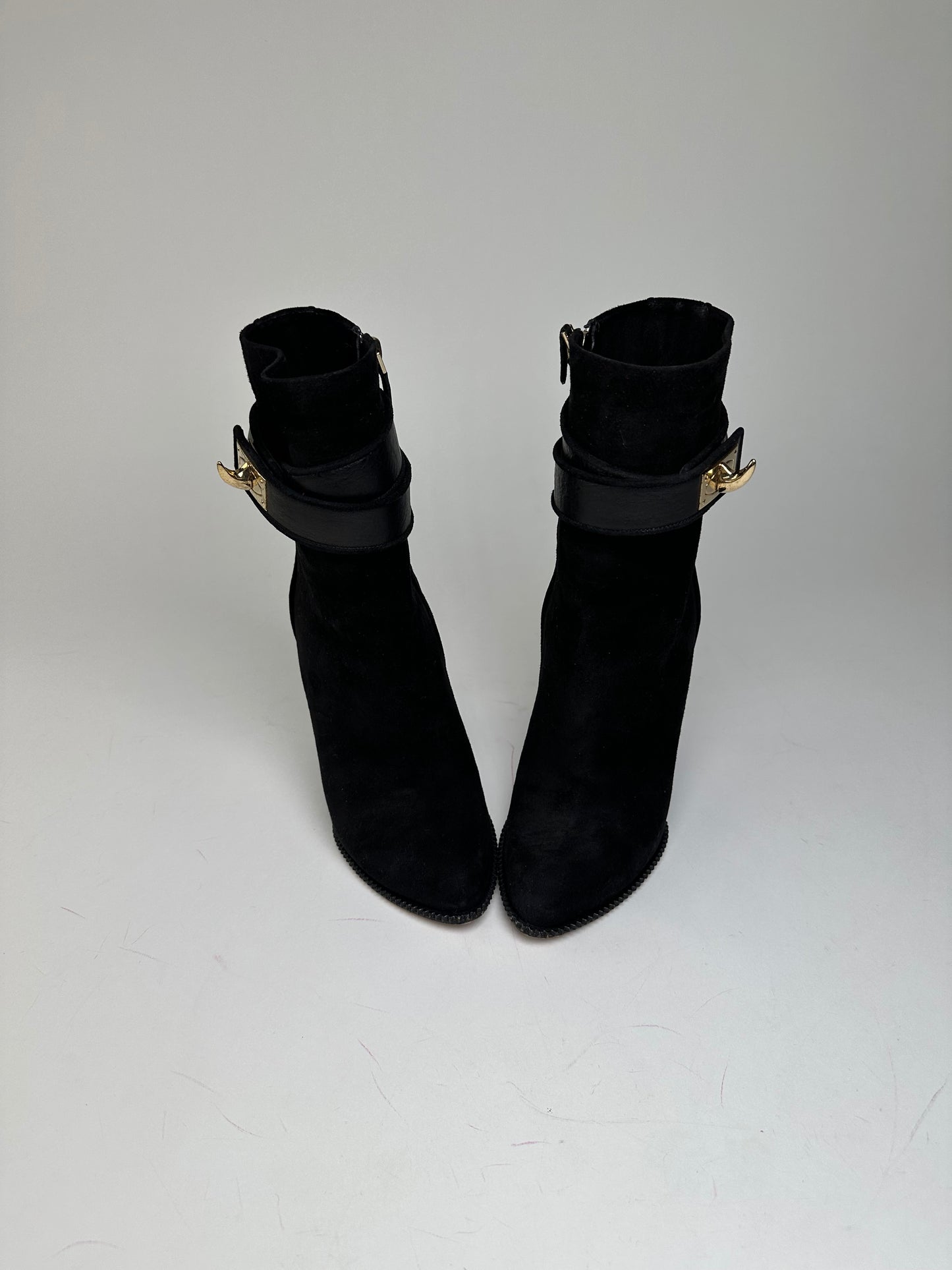 Vintage Givenchy Heeled Suede Leather Boots Black EU36