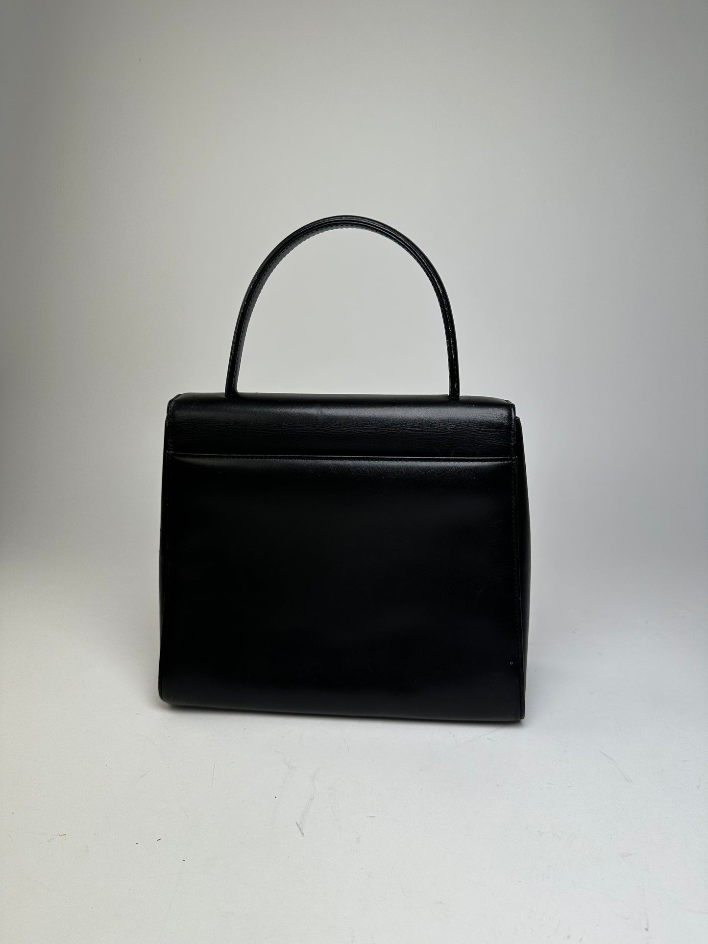 Vintage Givenchy Leather Shoulder Bag Black Silver