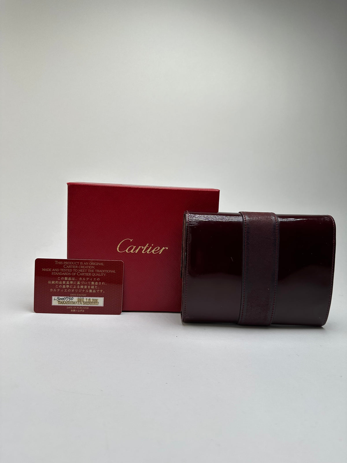 Vintage Cartier Trinity Bifold Wallet Late 1990s Burgundy Patent