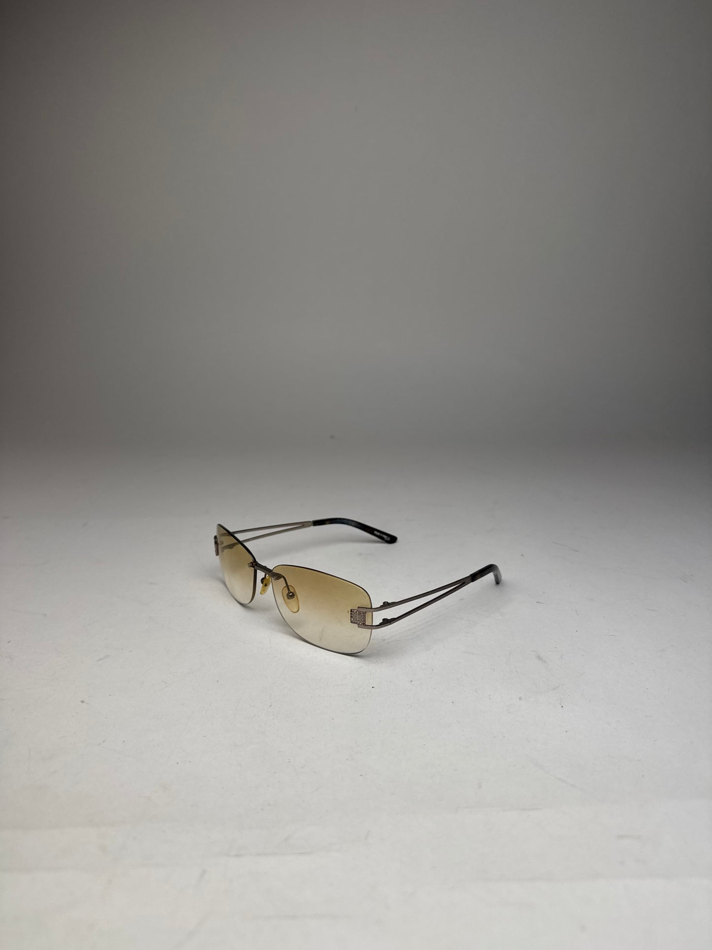 Vintage Givenchy Rimless Sunglasses Silver Brown