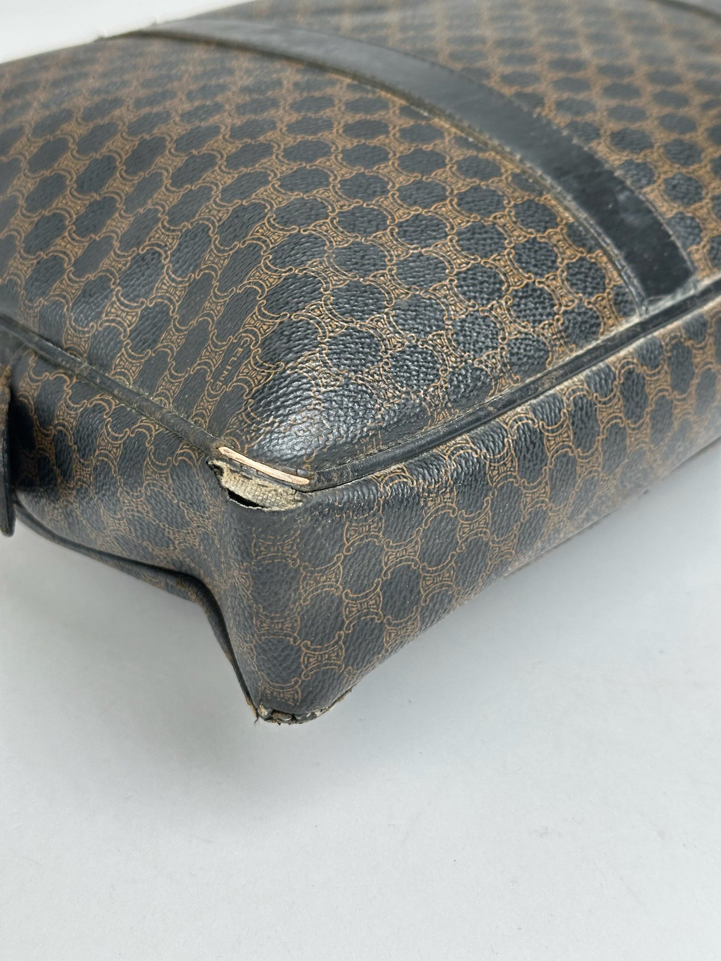 Vintage Celine Paris Leather Monogram Briefcase Brown