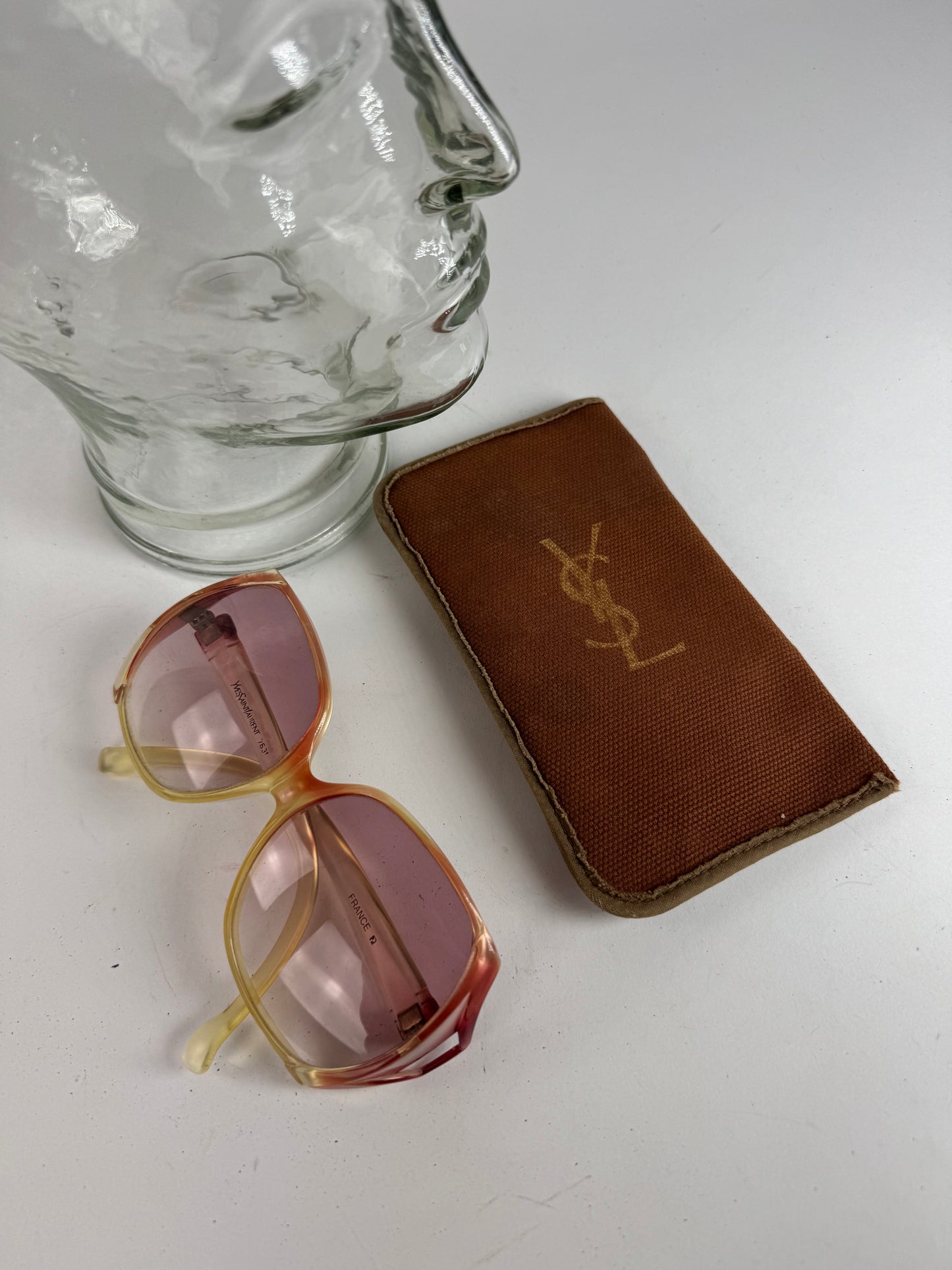 Vintage Yves Saint Laurent Oversized Sunglasses Red beige