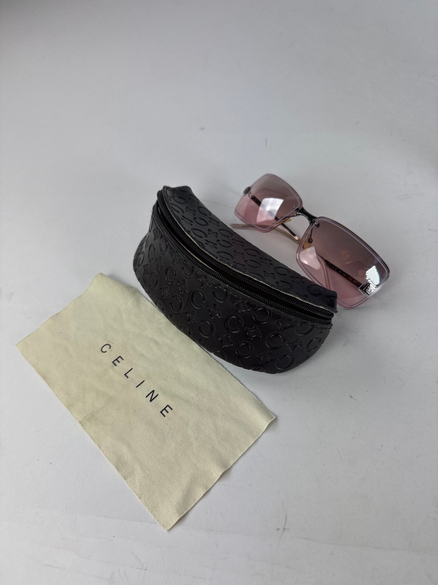 Vintage Celine Paris rimless Sunglasses silver Purple