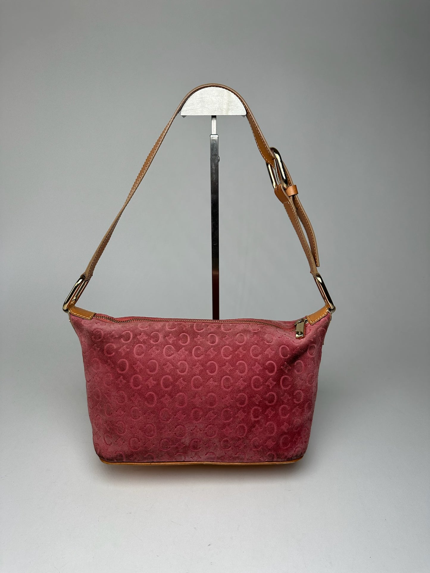 Vintage Celine Macadam Velour Leather Bag Pink