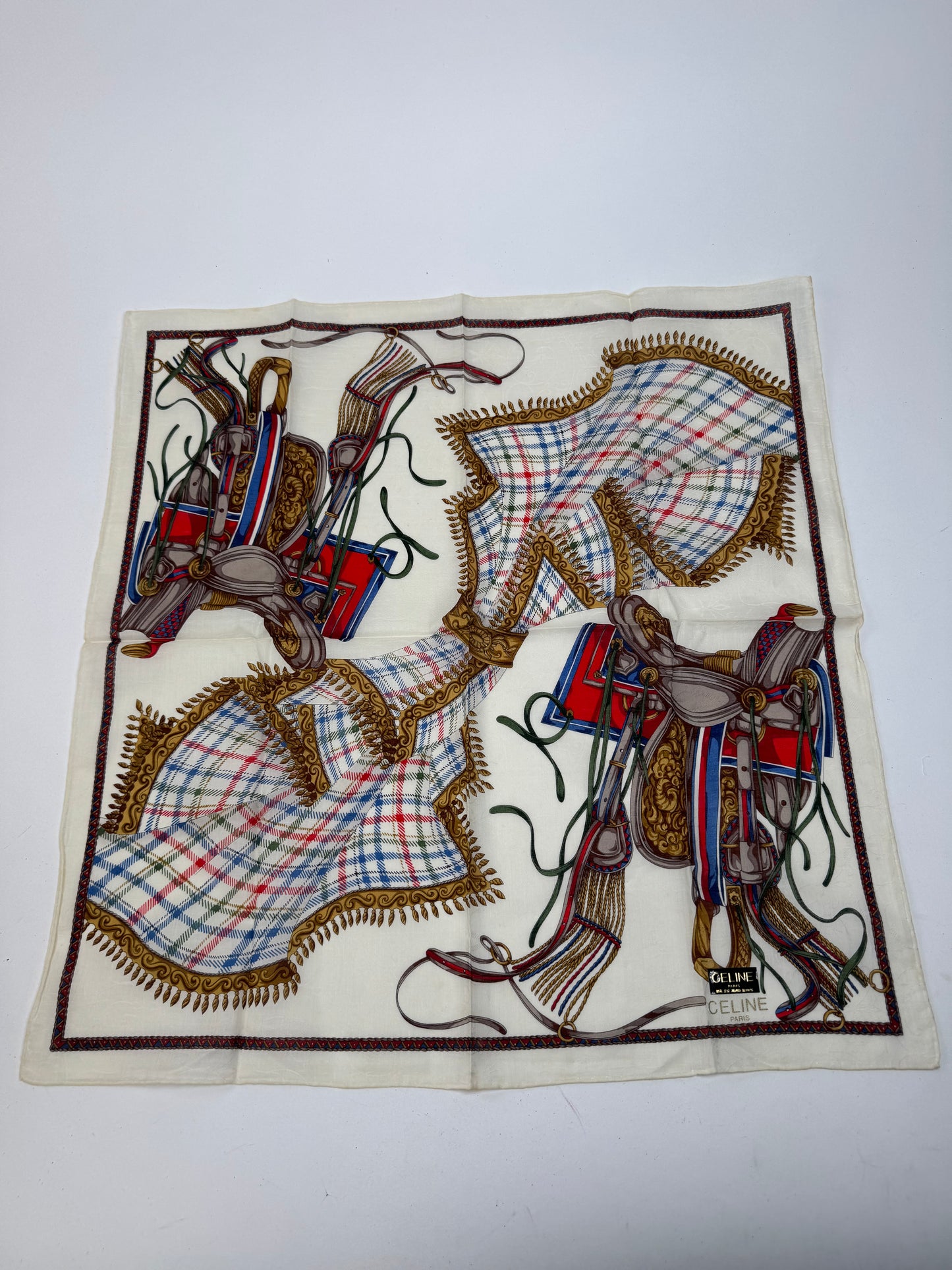 Vintage Celine scarf white beige