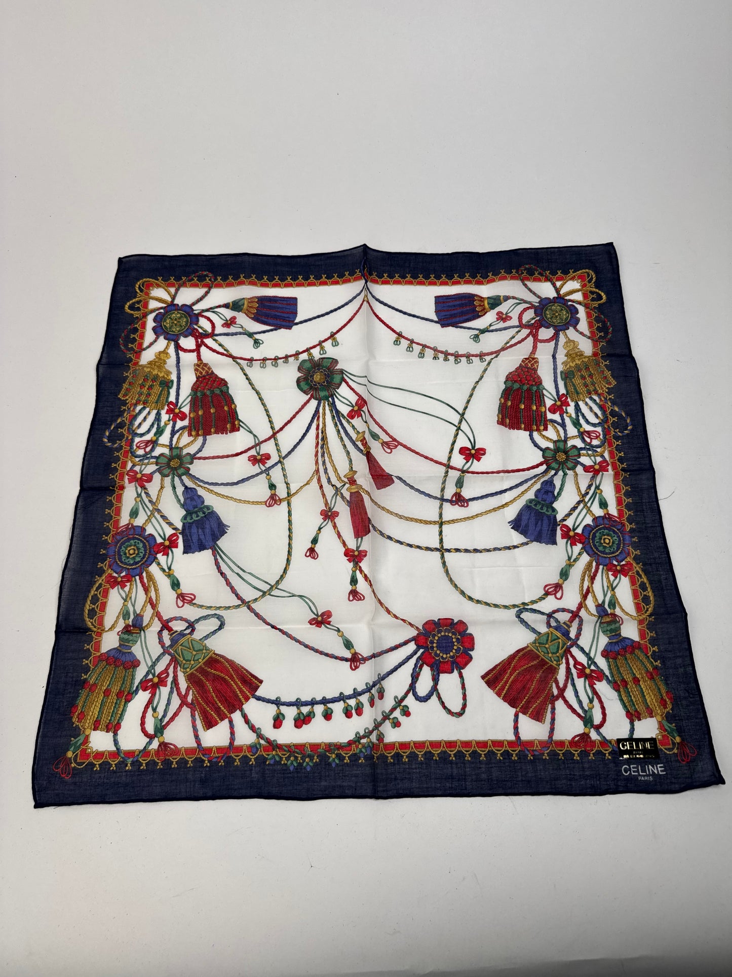 Vintage Celine Scarf Navy White